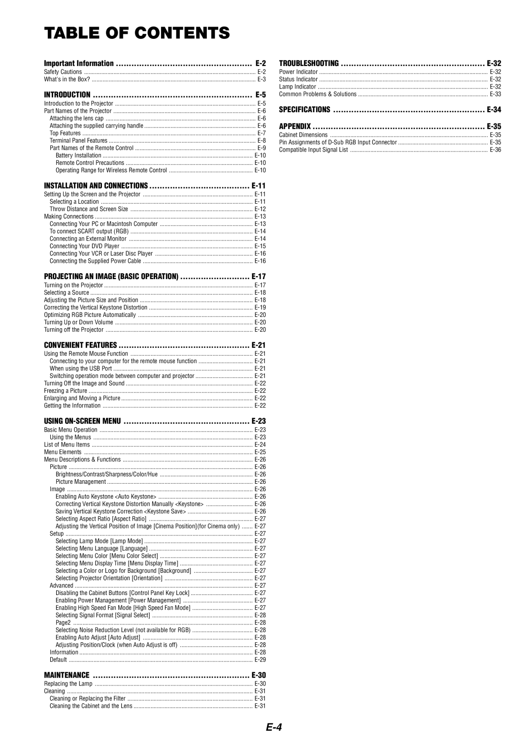 Dukane 8766 manual Table of Contents 