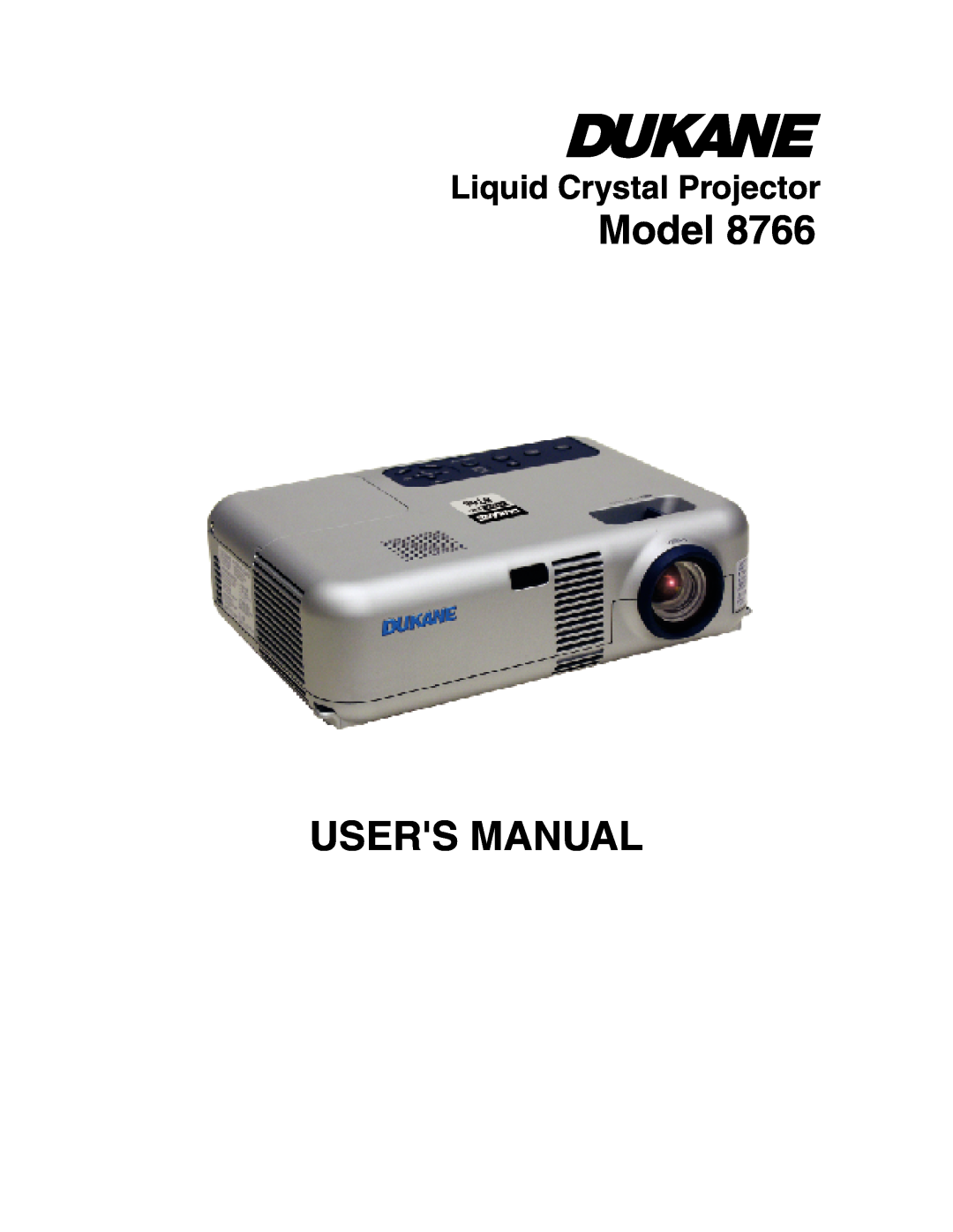 Dukane 8766 manual Model USERS MANUAL, Liquid Crystal Projector 