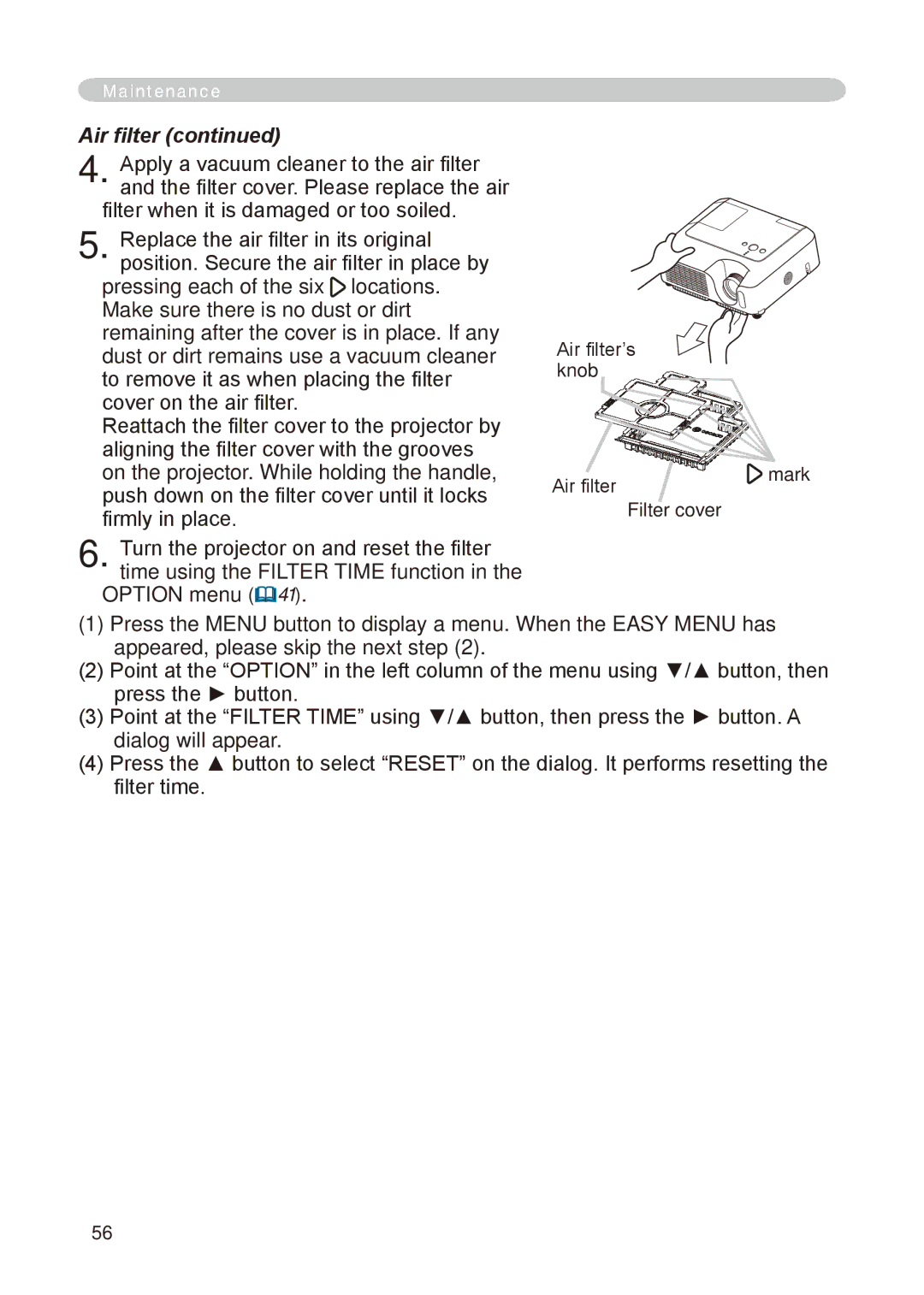 Dukane 8776-RJ, 8755E-RJ user manual Air filter’s knob 