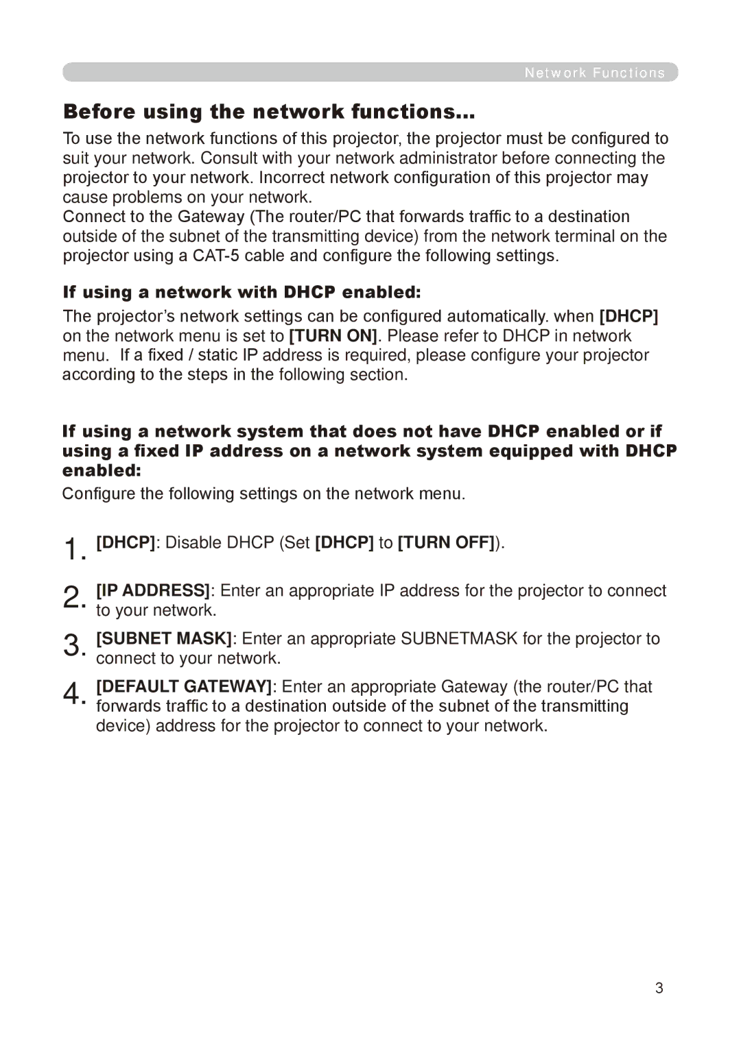 Dukane 8755E-RJ, 8776-RJ user manual Before using the network functions…, If using a network with Dhcp enabled 