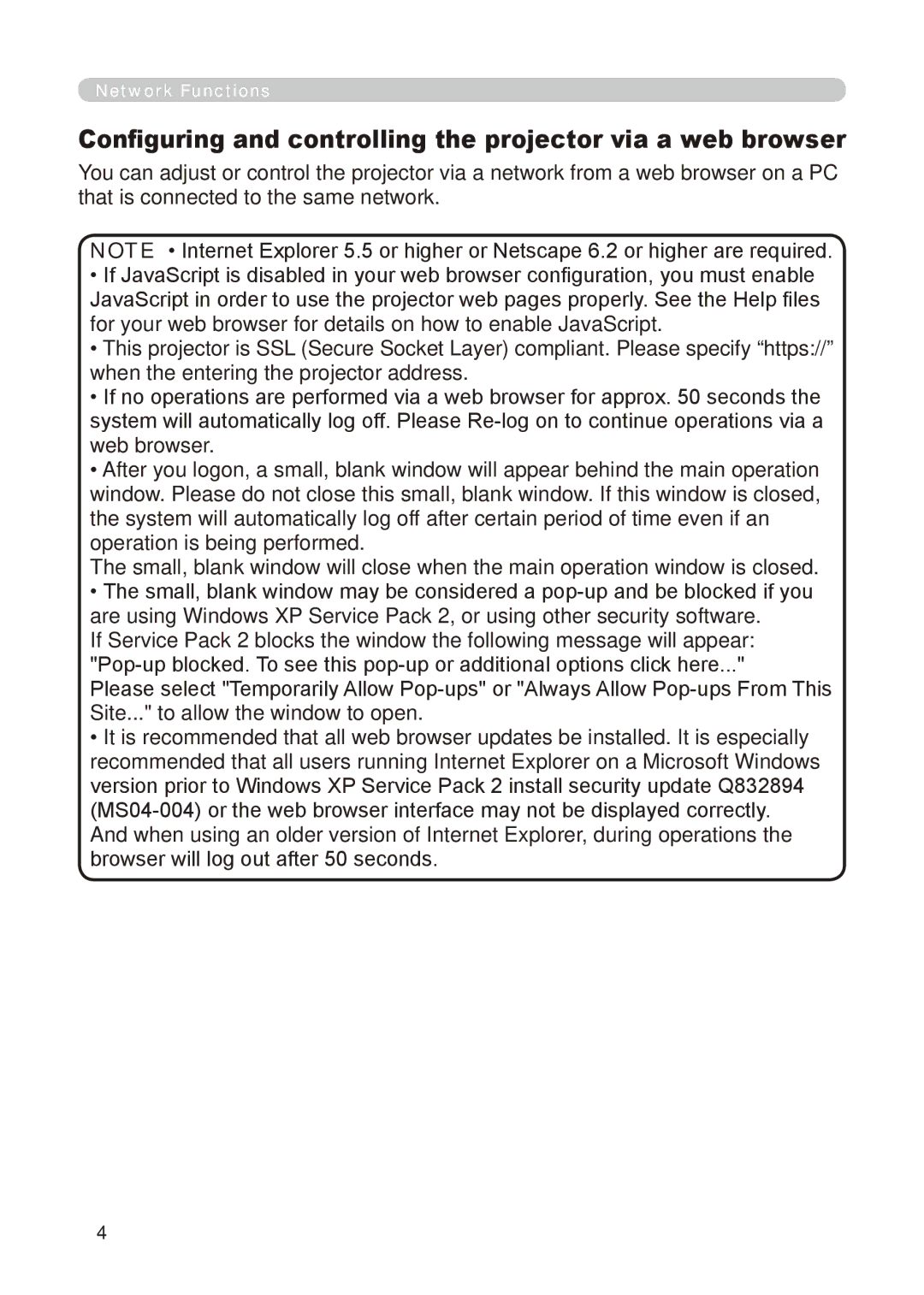 Dukane 8776-RJ, 8755E-RJ user manual Configuring and controlling the projector via a web browser 