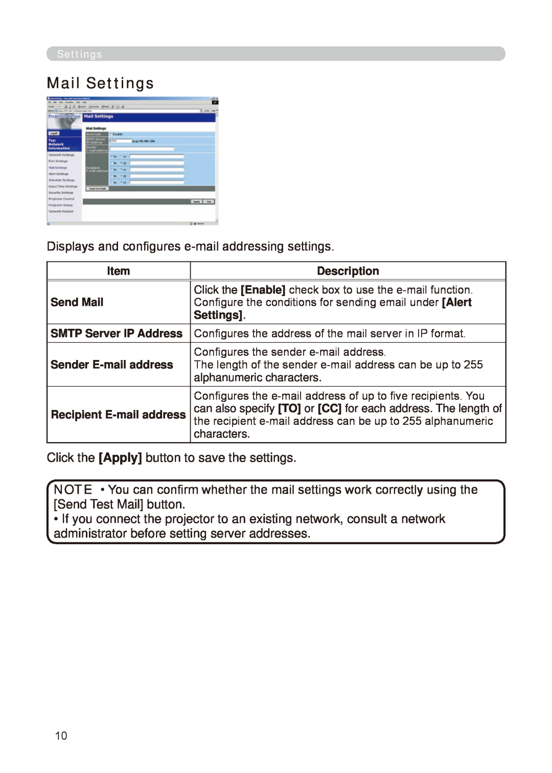 Dukane 8776-RJ, 8755E-RJ user manual Mail Settings 
