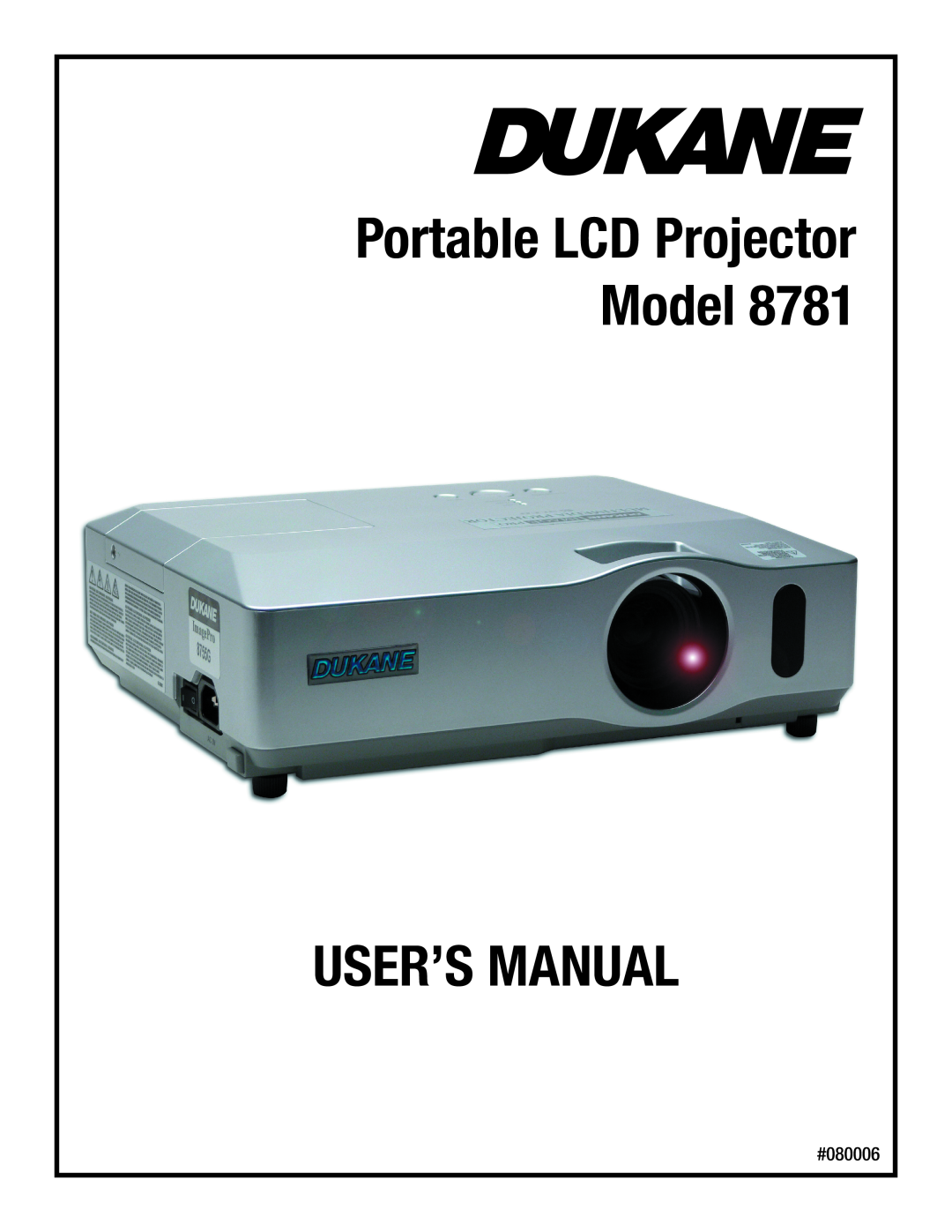 Dukane manual ImagePro 8781 Portable LCD Projector 