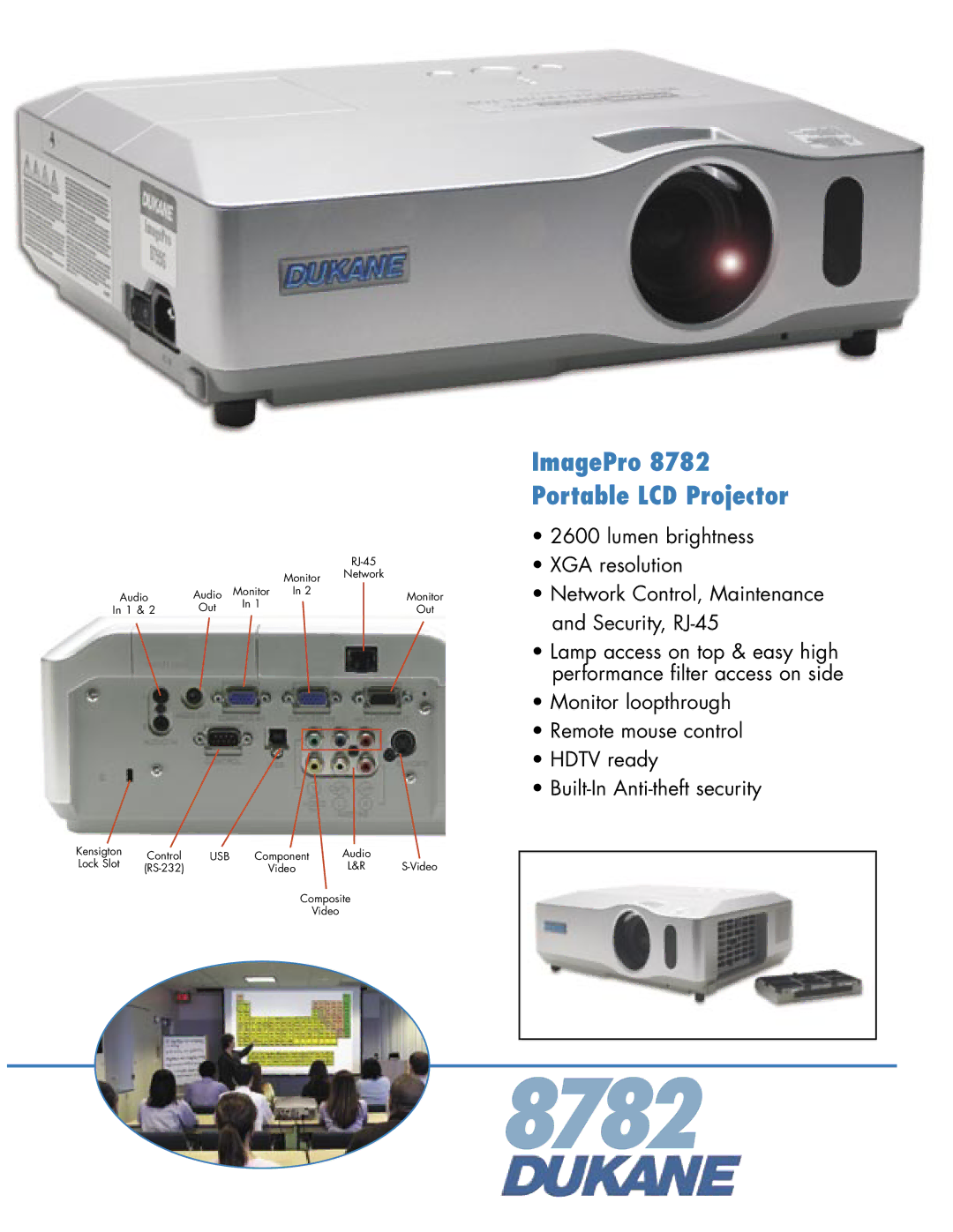 Dukane manual ImagePro 8782 Portable LCD Projector 