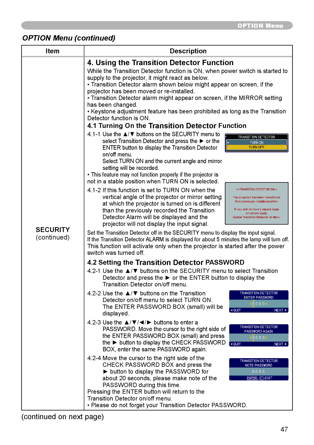 Dukane 8783 user manual Using the Transition Detector Function, Turning On the Transition Detector Function 