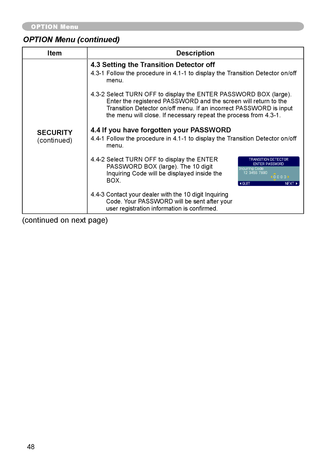 Dukane 8783 user manual Setting the Transition Detector off, Box 