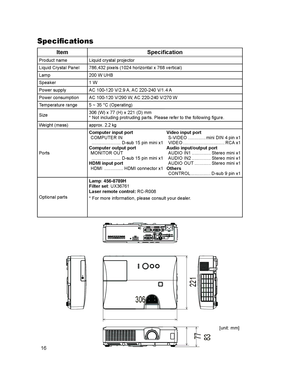 Dukane 8789H user manual Specifications 