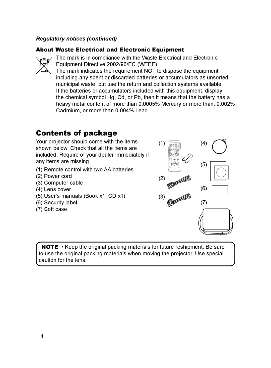 Dukane 8789H user manual Contents of package 