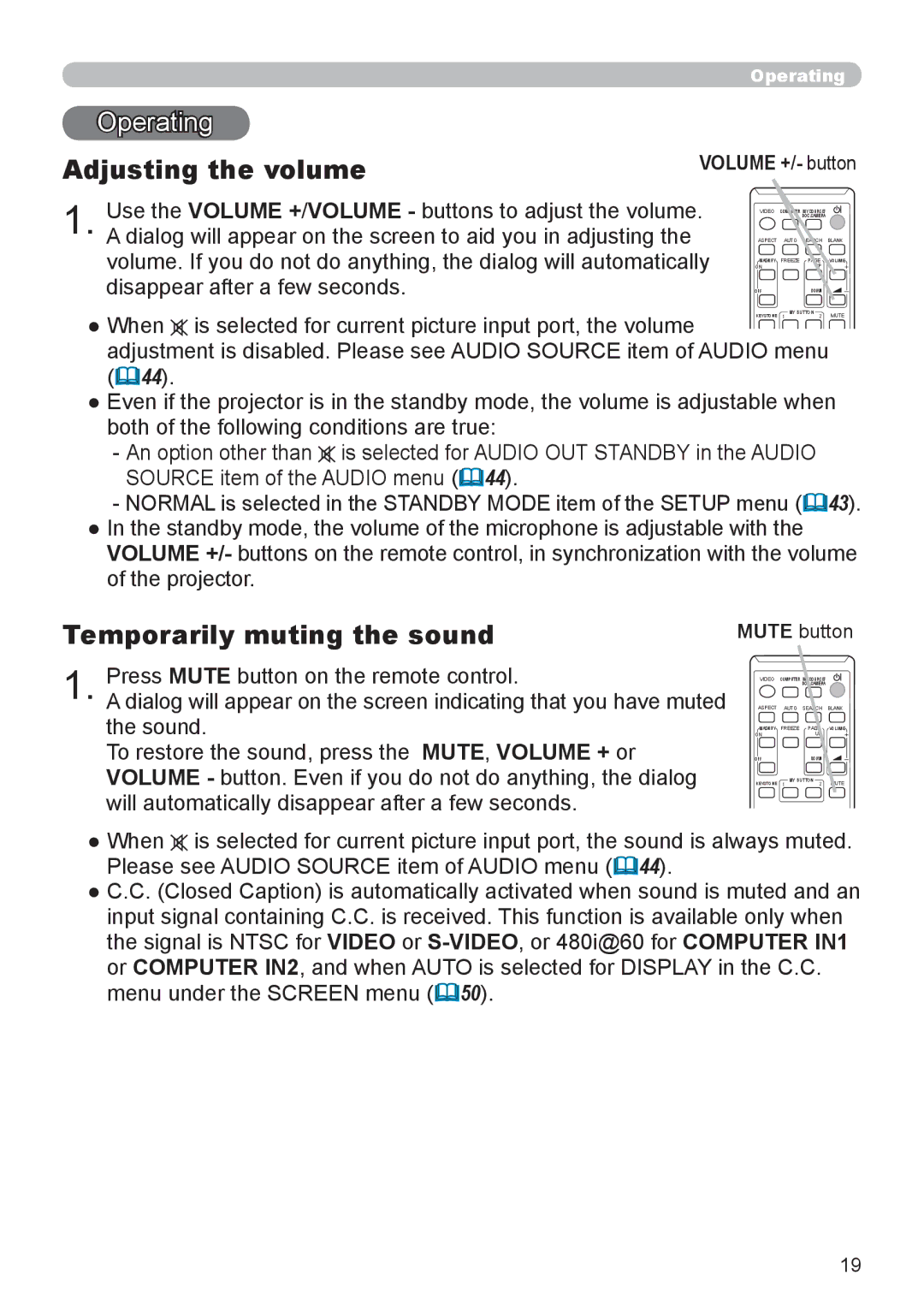 Dukane 8793h user manual Adjusting the volume, Temporarily muting the sound 