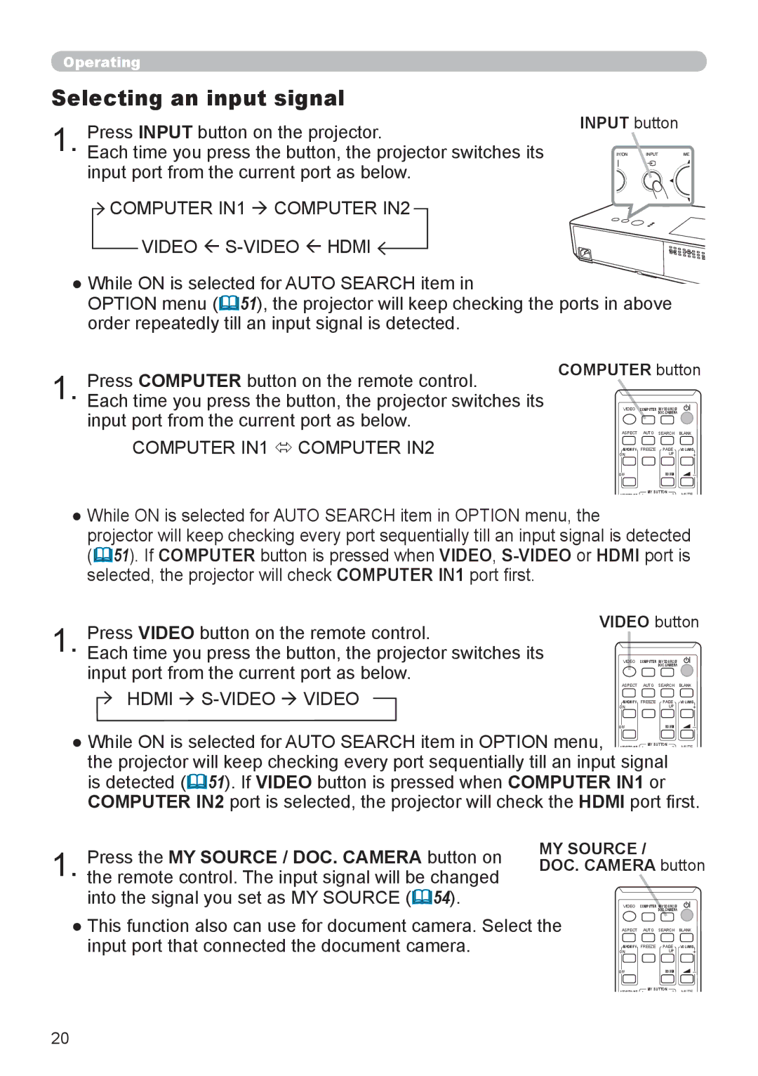 Dukane 8793h user manual Video, Input button 