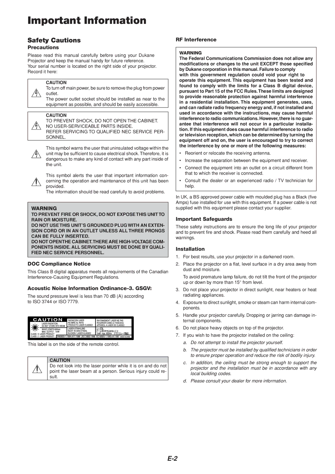 Dukane 8805 user manual Safety Cautions 