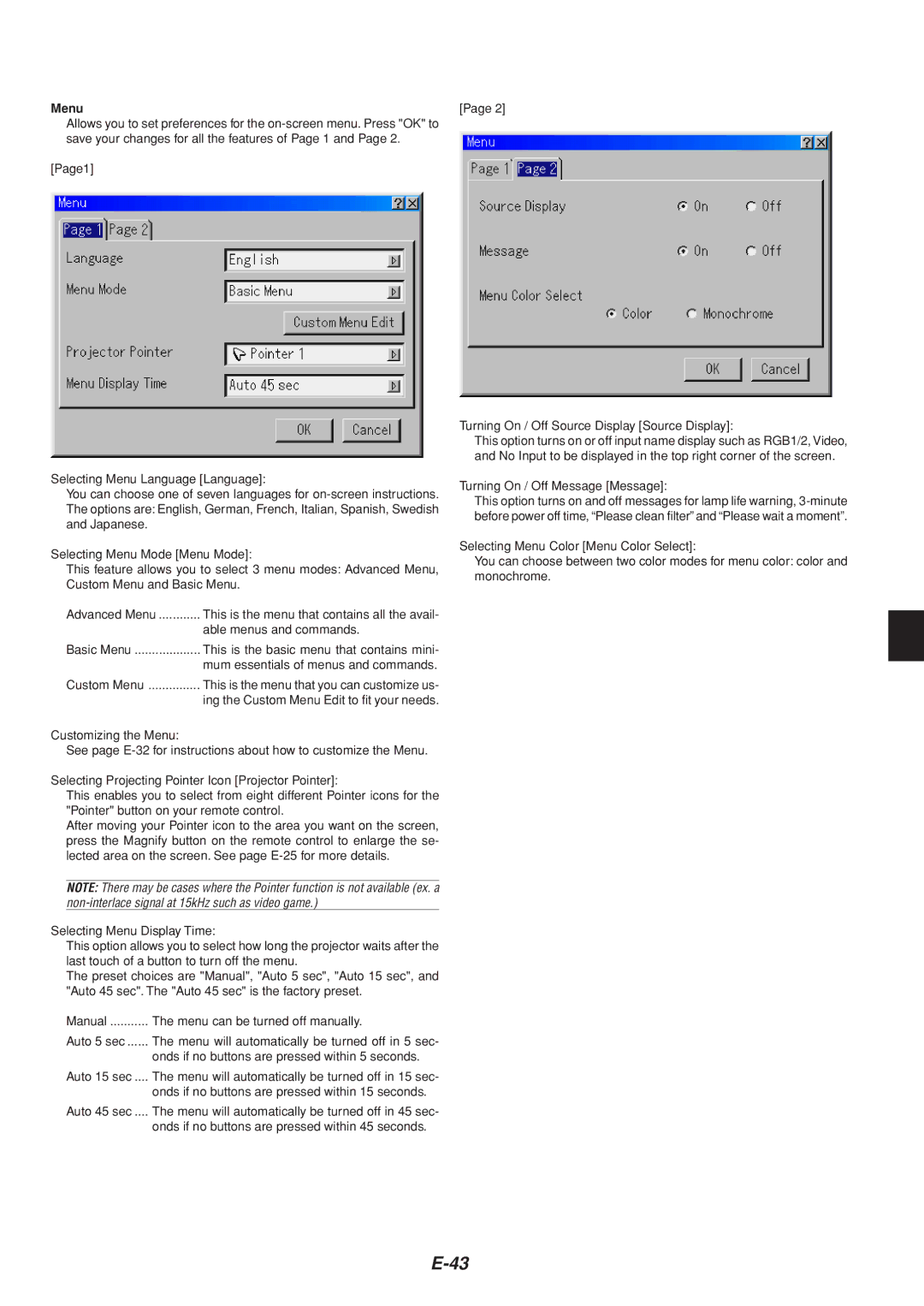 Dukane 8805 user manual Menu 