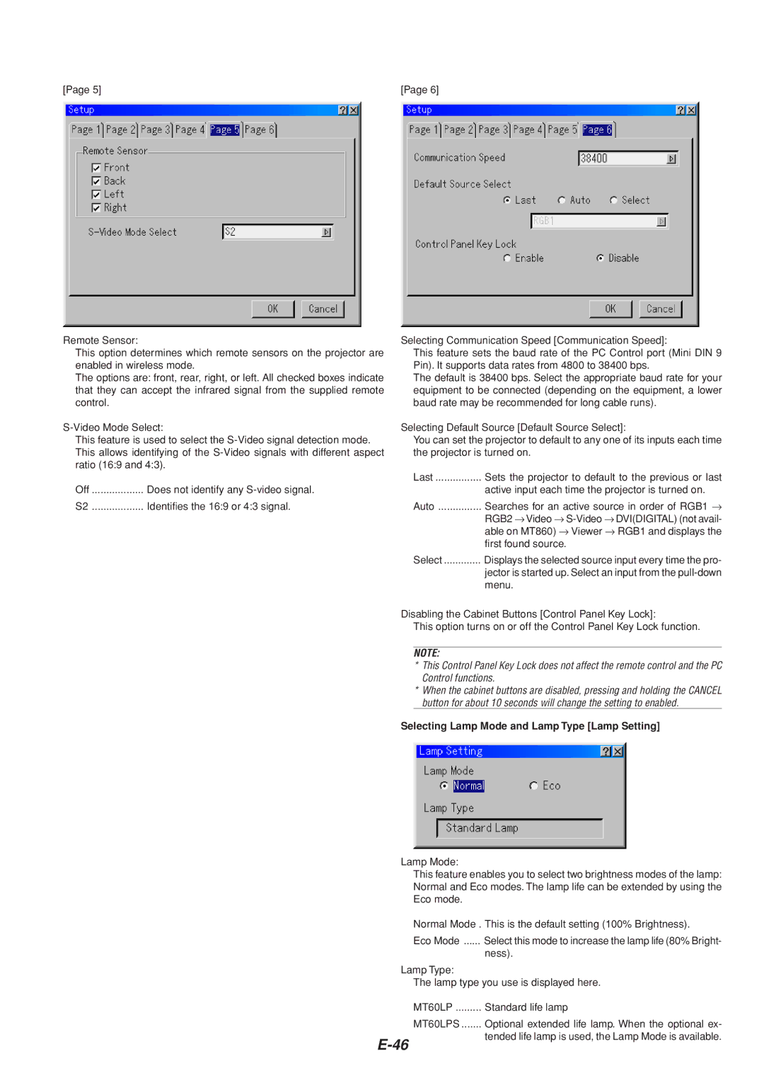 Dukane 8805 user manual Selecting Lamp Mode and Lamp Type Lamp Setting 