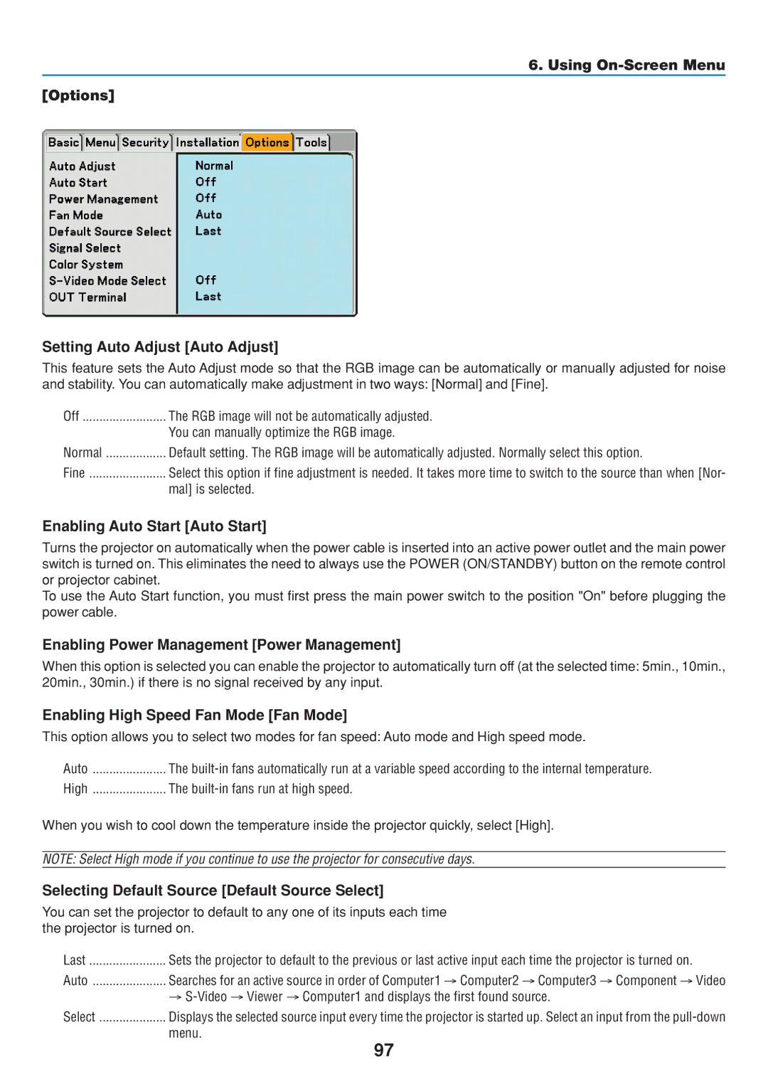 Dukane 8806 user manual Enabling Auto Start Auto Start, Enabling Power Management Power Management 