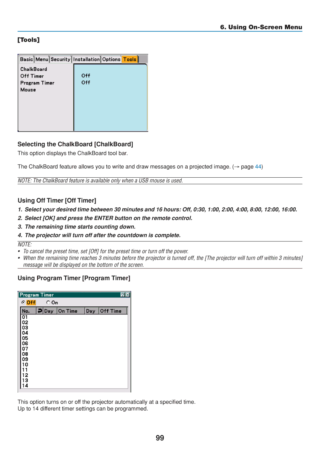 Dukane 8806 user manual Using Off Timer Off Timer, Using Program Timer Program Timer 