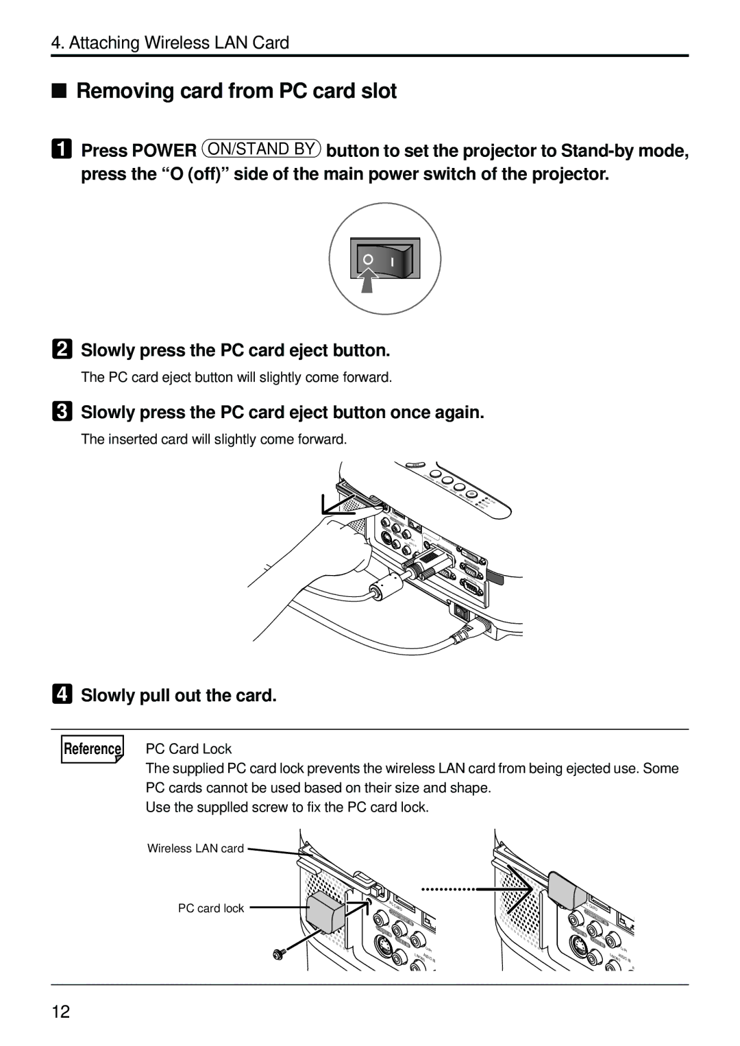 Dukane 8806 Removing card from PC card slot, Slowly press the PC card eject button once again, Slowly pull out the card 