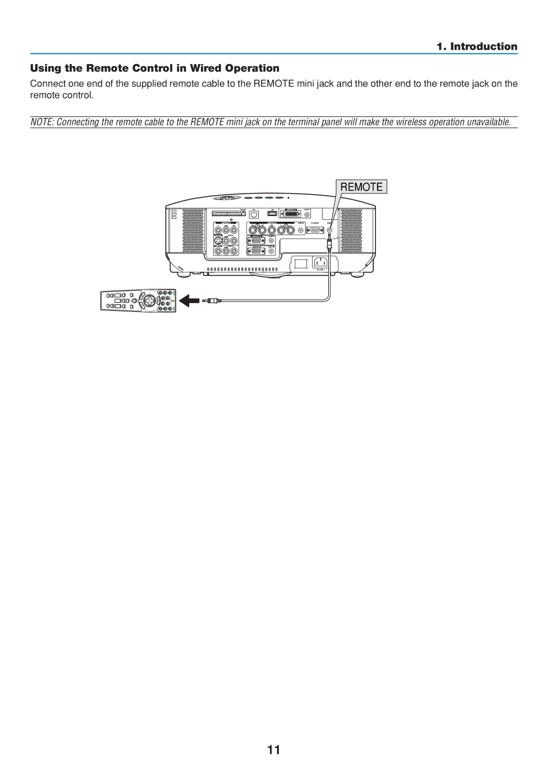 Dukane 8806 user manual Introduction Using the Remote Control in Wired Operation 