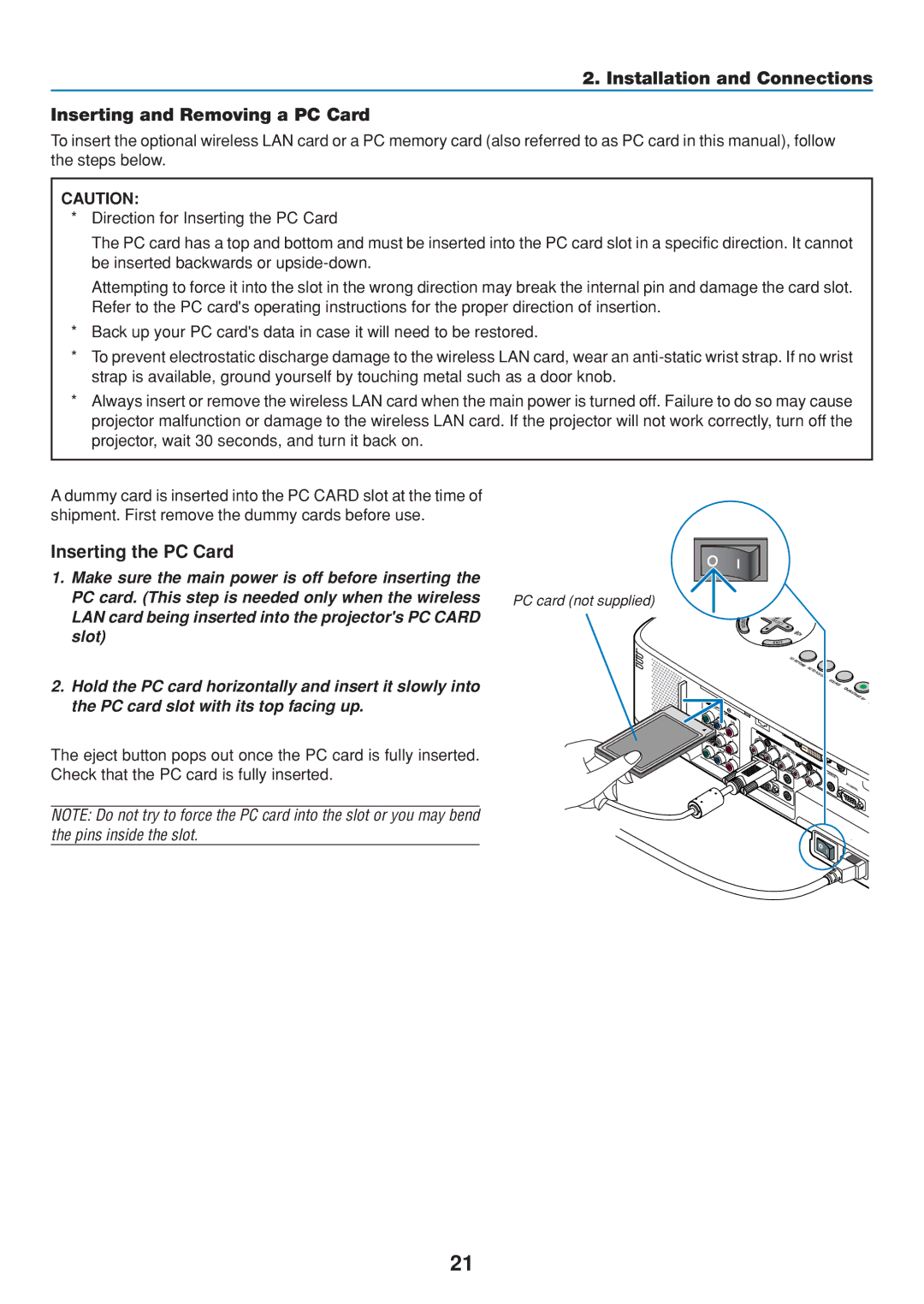 Dukane 8806 user manual Inserting the PC Card 