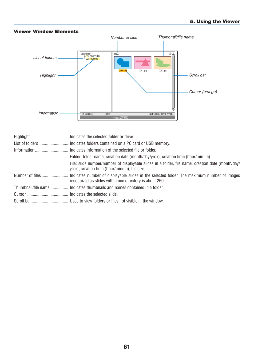 Dukane 8806 user manual Using the Viewer Viewer Window Elements 