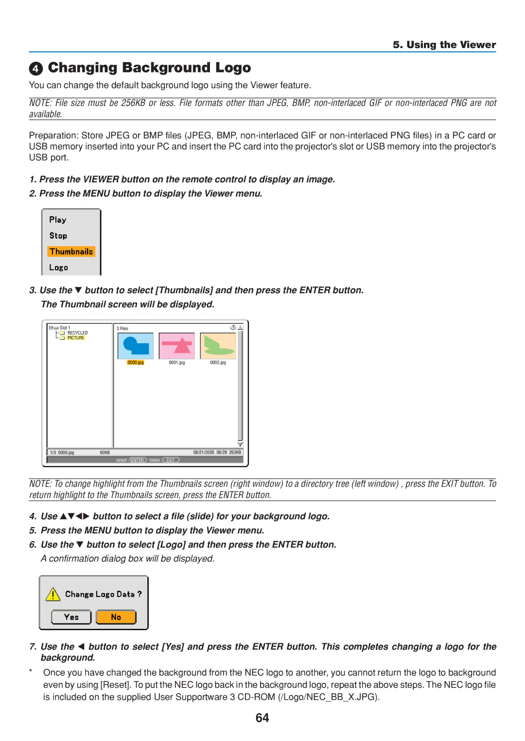 Dukane 8806 user manual Changing Background Logo, Using the Viewer 