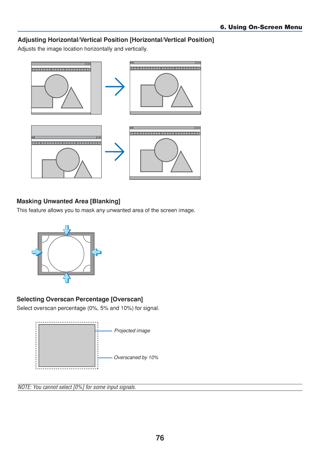 Dukane 8806 user manual Masking Unwanted Area Blanking, Selecting Overscan Percentage Overscan 