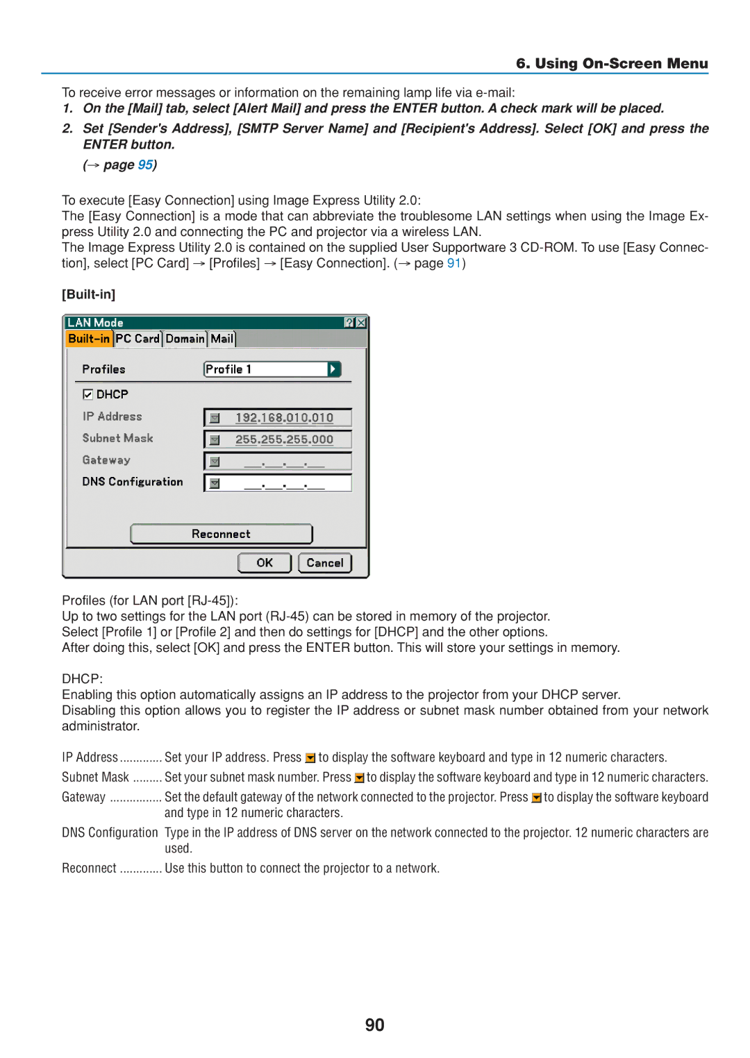 Dukane 8808 user manual Built-in, Profiles for LAN port RJ-45, Type in 12 numeric characters, Used 