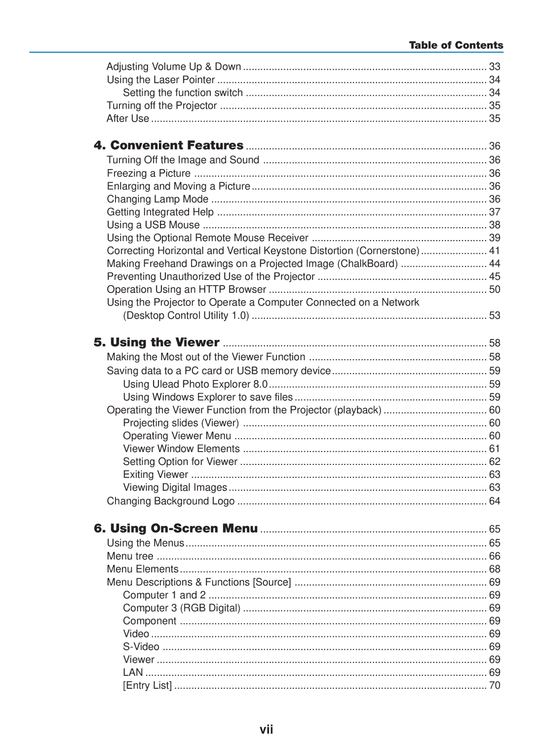 Dukane 8808 user manual Vii, Table of Contents 