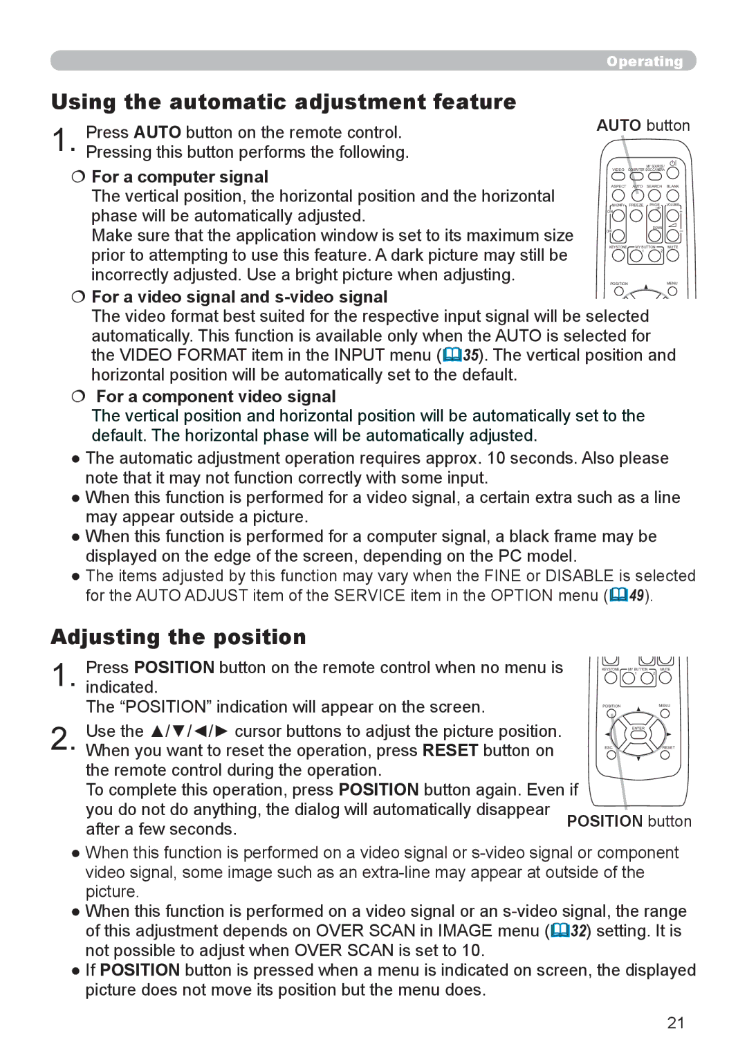 Dukane 8888 user manual Using the automatic adjustment feature, Adjusting the position 