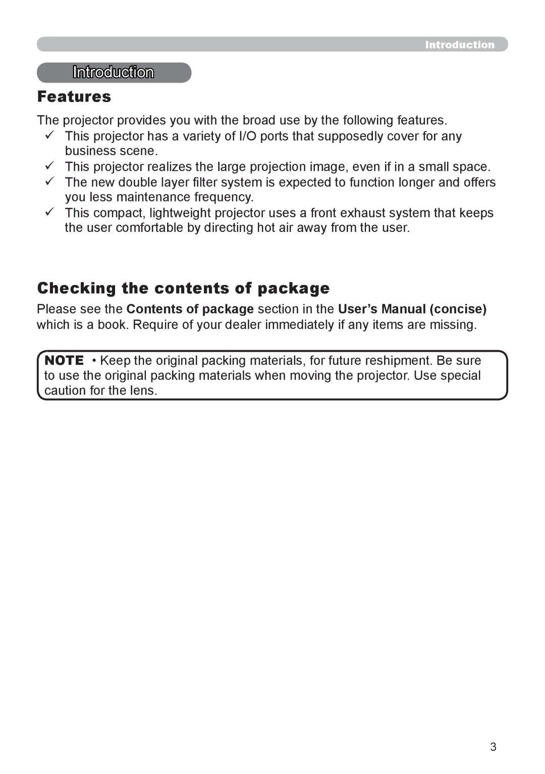 Dukane 8888 user manual Features, Checking the contents of package 