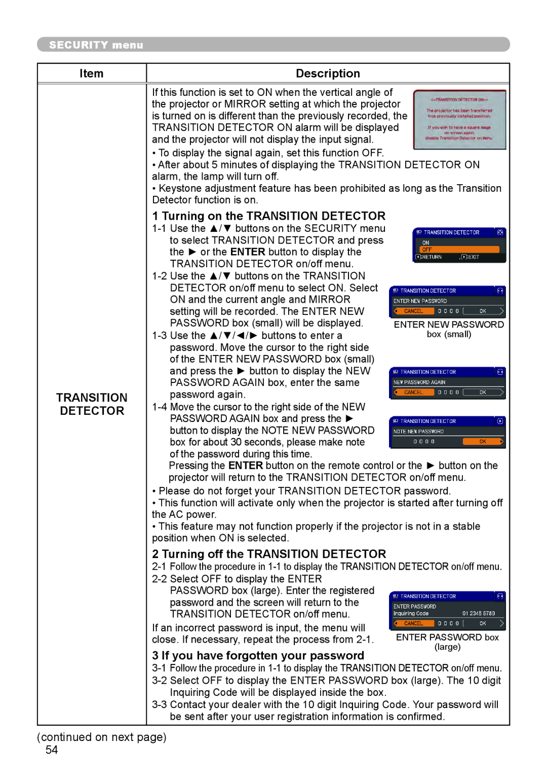 Dukane 8888 user manual Turning on the Transition Detector, Turning off the Transition Detector 