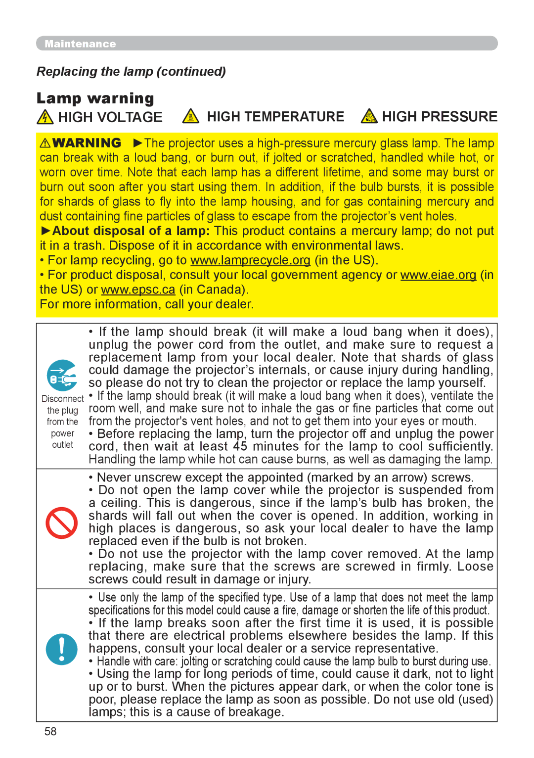 Dukane 8888 user manual Lamp warning, High Voltage High Temperature 