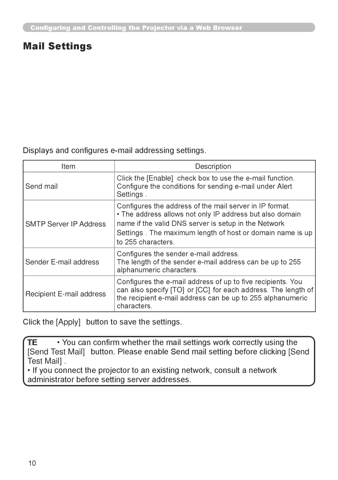 Dukane 8912-RJ, 8755G-RJ user manual Mail Settings, Displays and configures e-mail addressing settings 