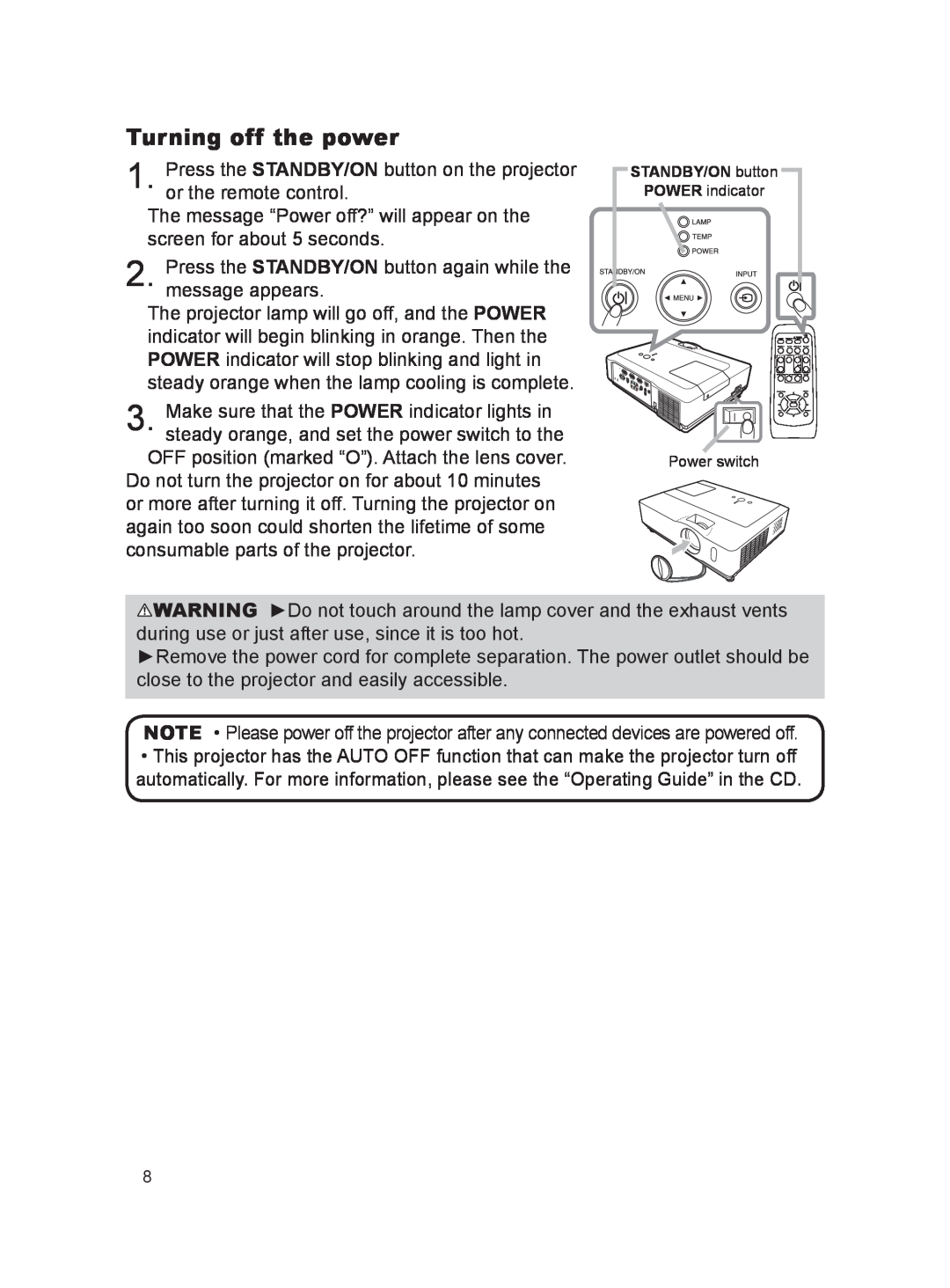 Dukane 8917H user manual Turning off the power 