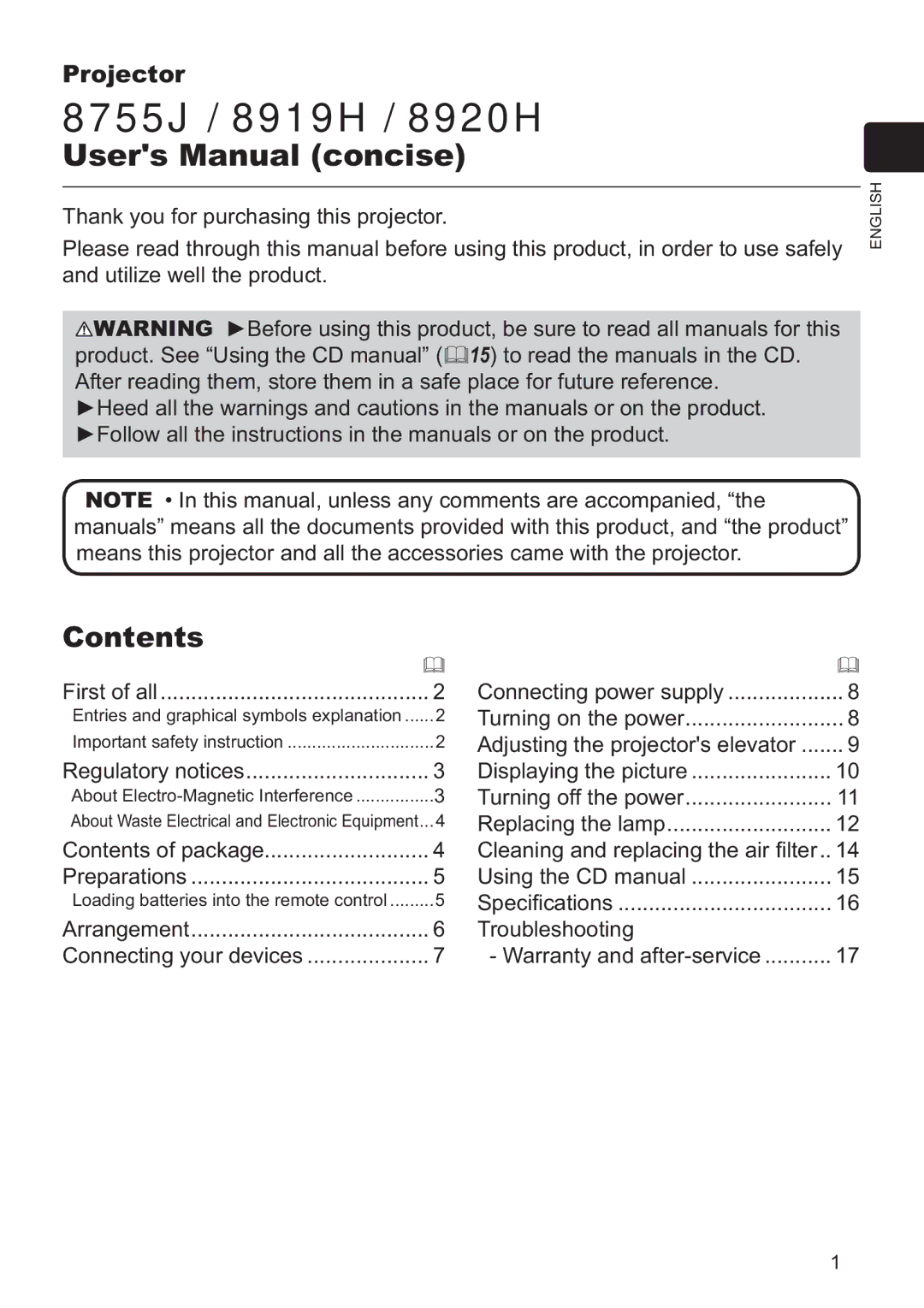 Dukane user manual 8755J / 8919H / 8920H, Contents 