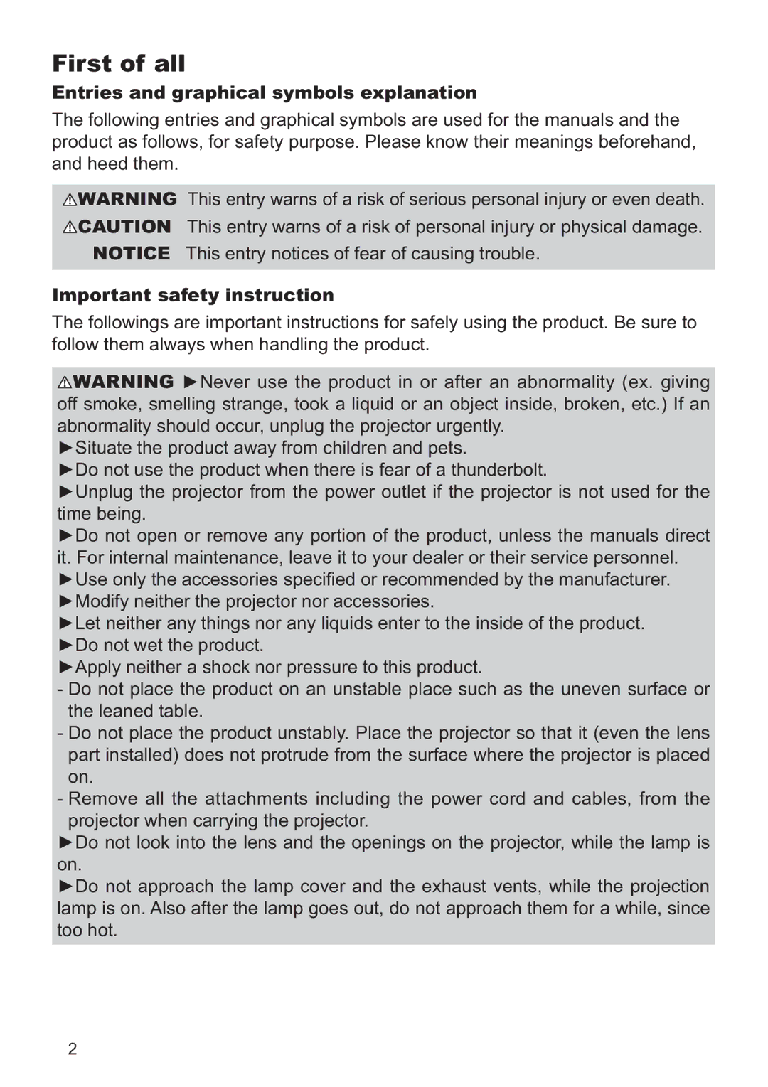 Dukane 8919H, 8920H user manual First of all, Entries and graphical symbols explanation, Important safety instruction 