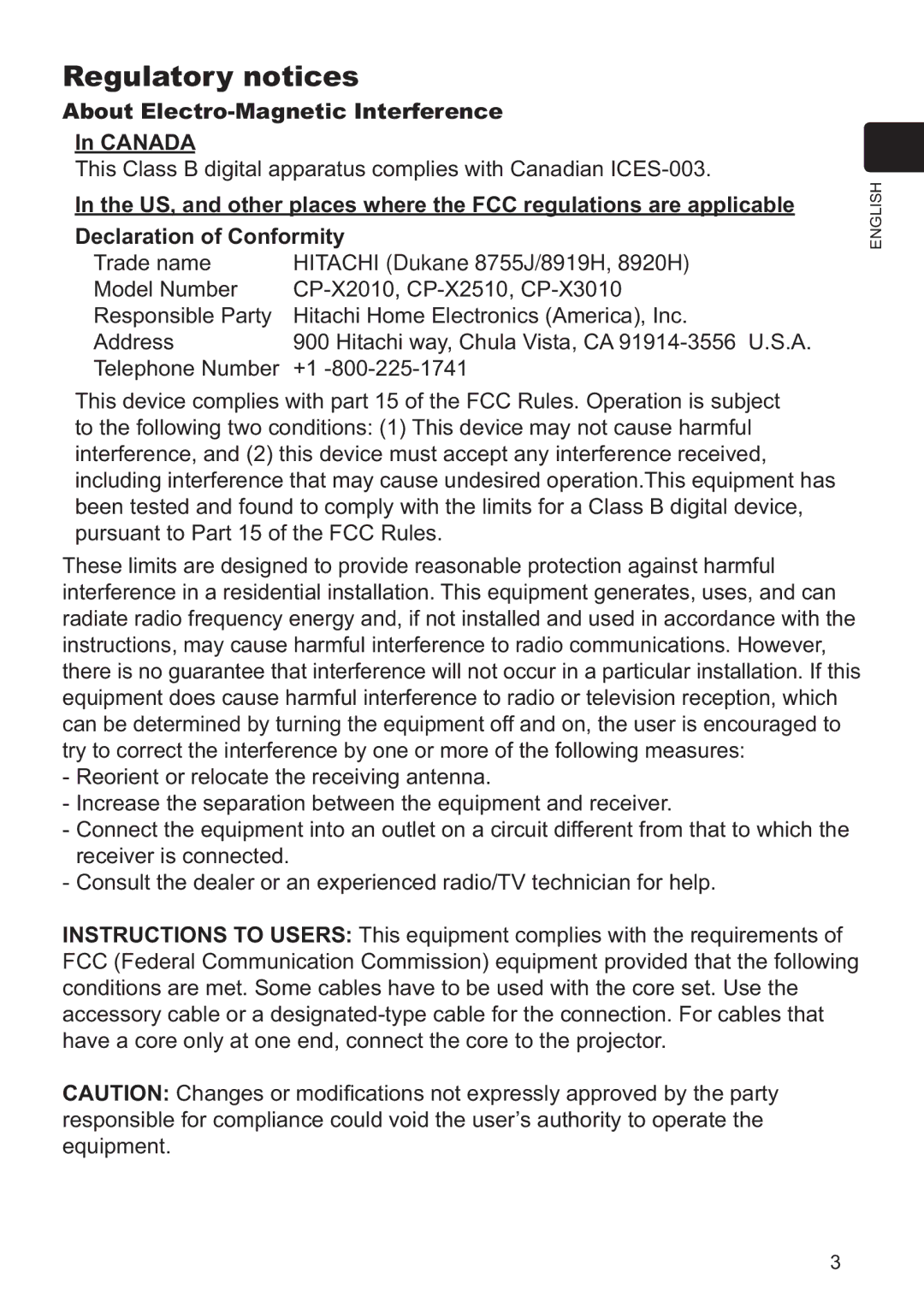 Dukane 8920H, 8919H user manual Regulatory notices, About Electro-Magnetic Interference Canada 