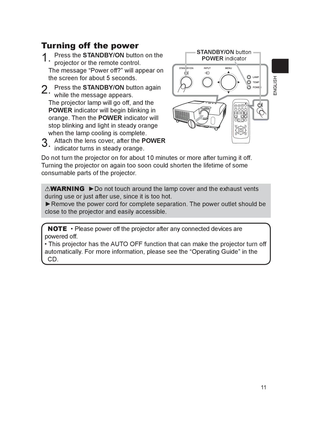 Dukane 8923H, 8922H, 8755K user manual Turning off the power, STANDBY/ON button 