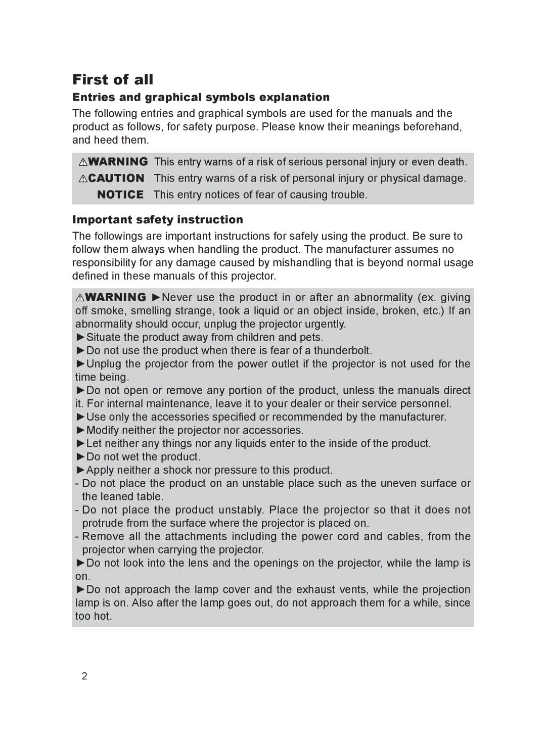 Dukane 8923H, 8922H, 8755K user manual First of all, Entries and graphical symbols explanation, Important safety instruction 