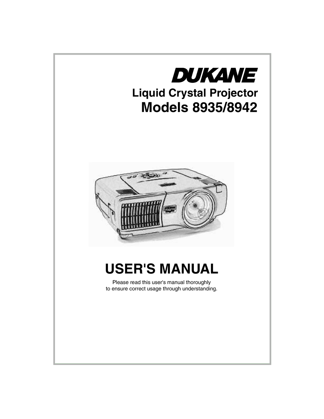 Dukane user manual Models 8935/8942 