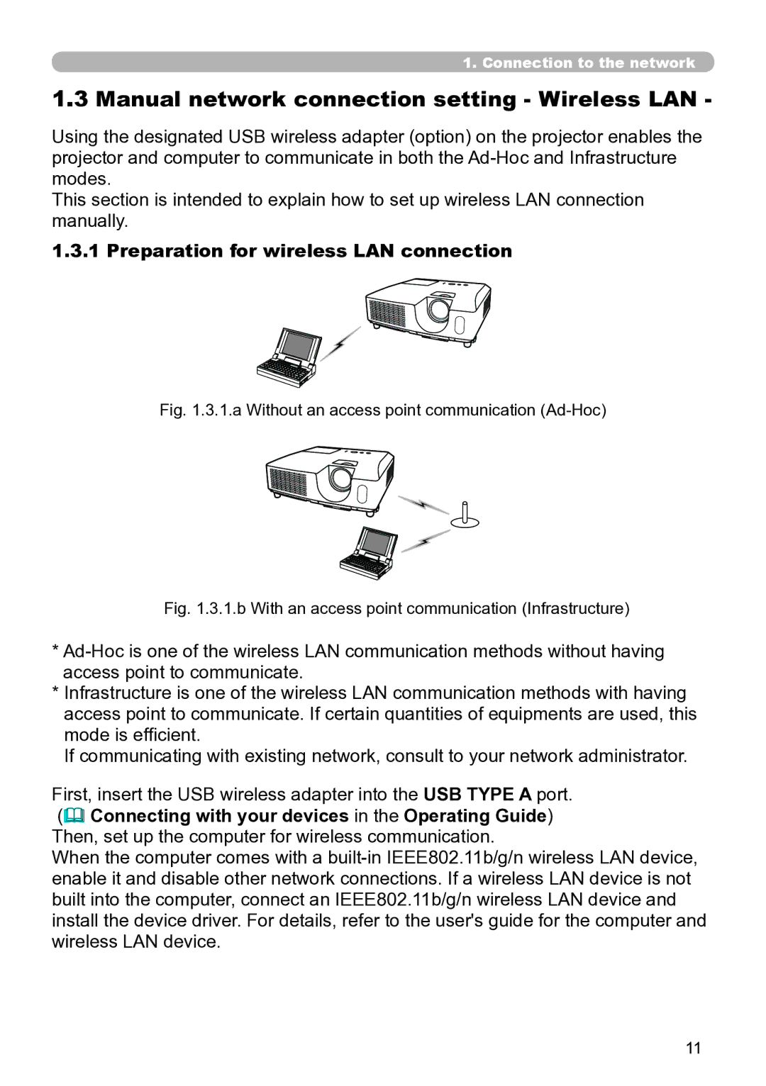 Dukane 8931W, 8937, 8930, 8929W Manual network connection setting Wireless LAN, Preparation for wireless LAN connection 