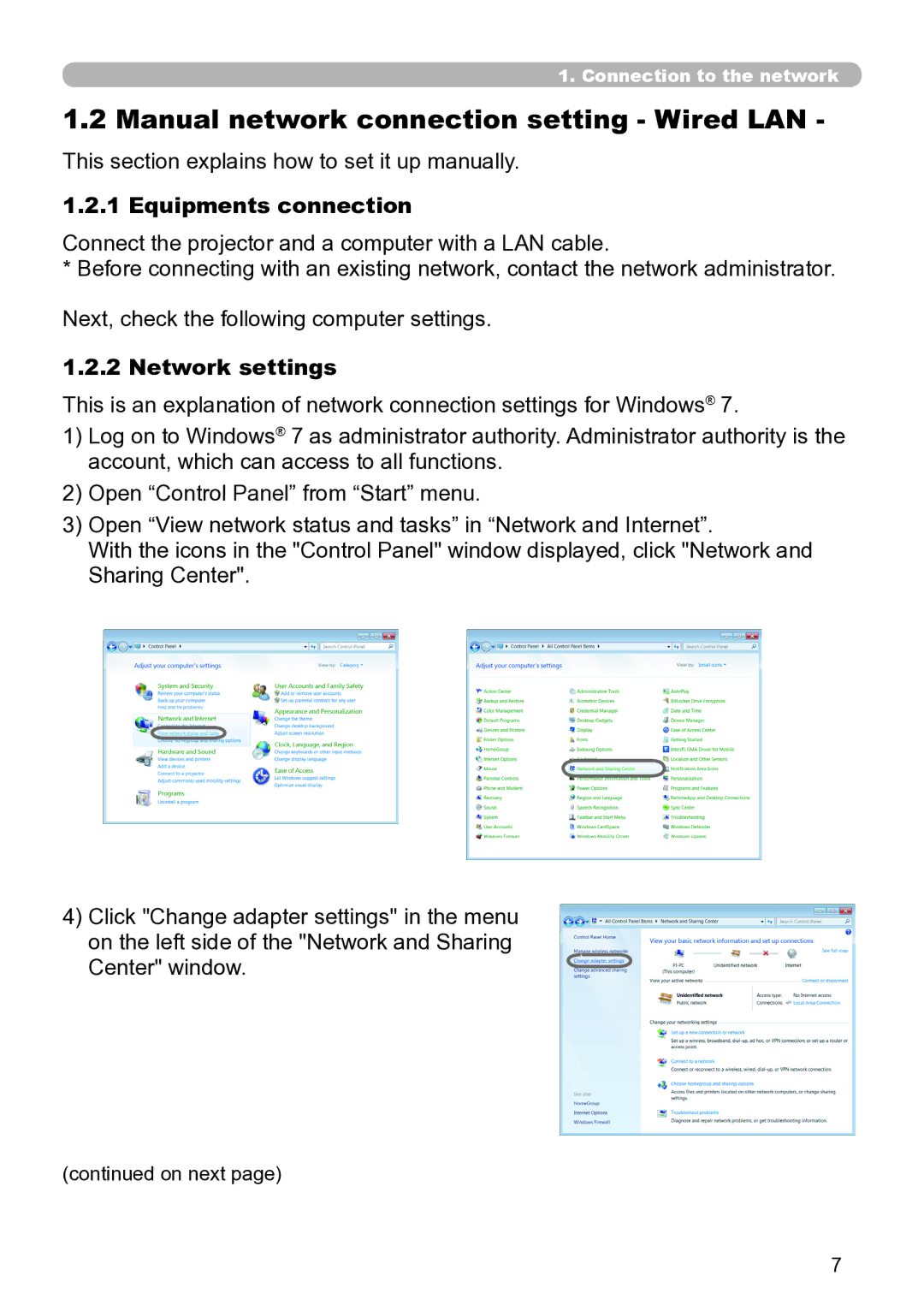 Dukane 8930 Manual network connection setting Wired LAN, This section explains how to set it up manually, Network settings 