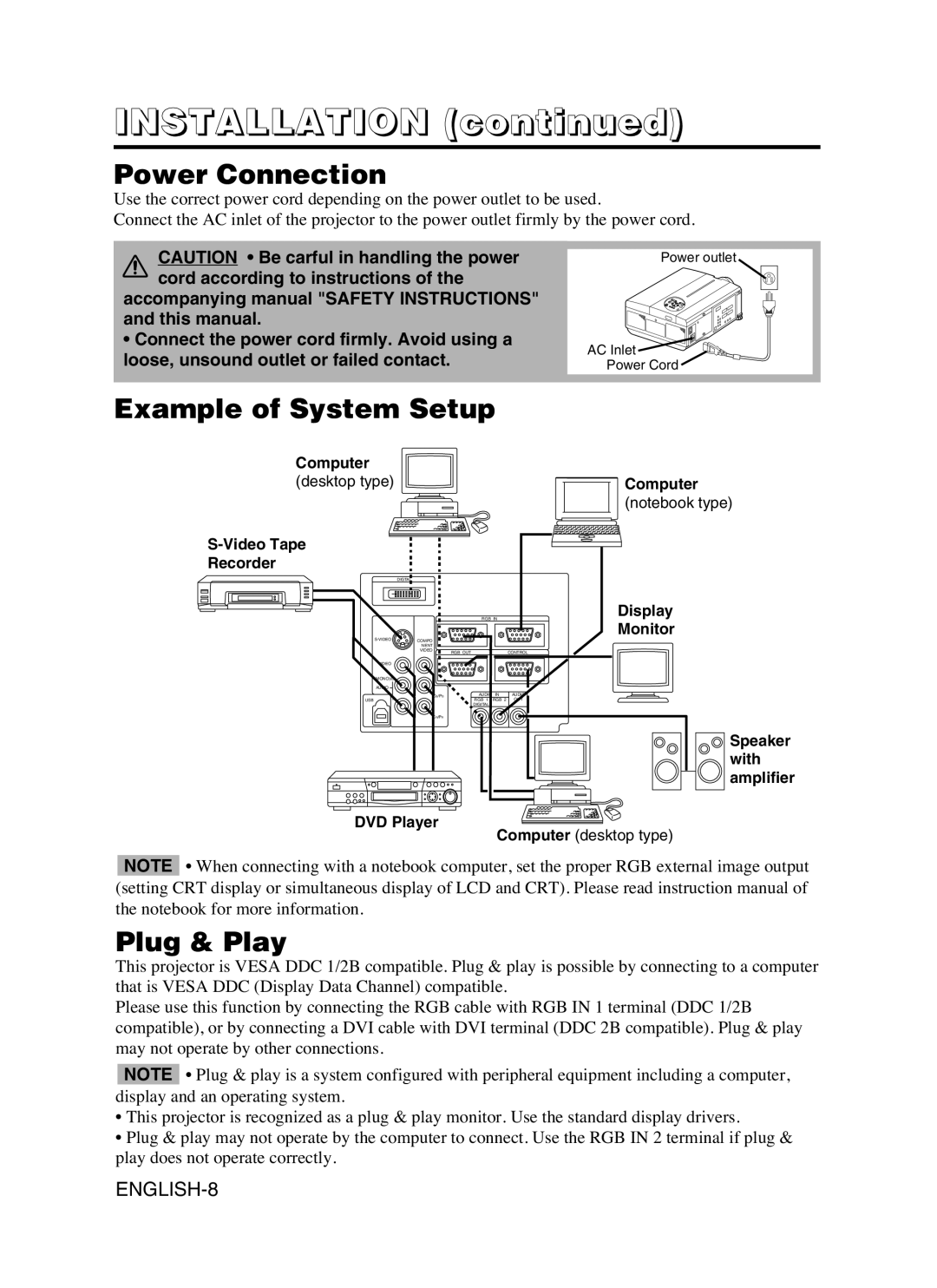 Dukane 8941A, 28A8941 user manual Power Connection, Example of System Setup, Plug & Play 