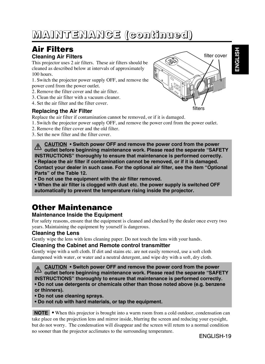 Dukane 28A8941, 8941A user manual Air Filters, Other Maintenance 