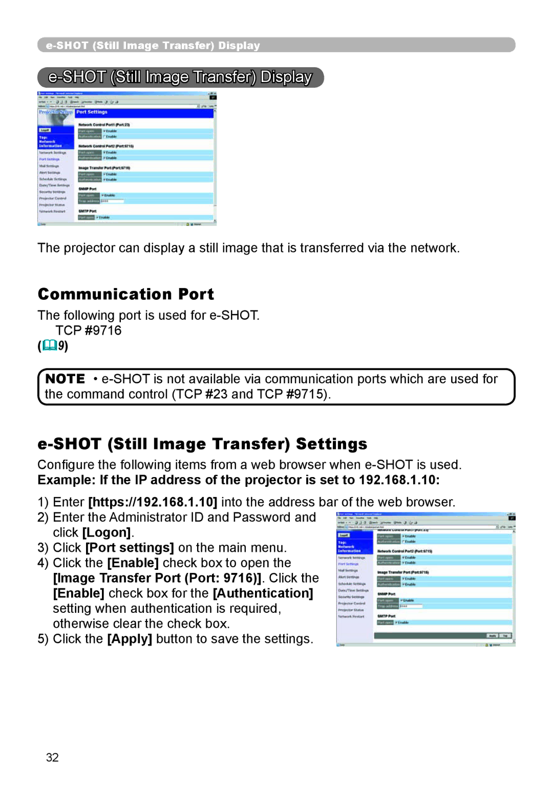 Dukane 8918, 8943 user manual Shot Still Image Transfer Display, Communication Port, Shot Still Image Transfer Settings 