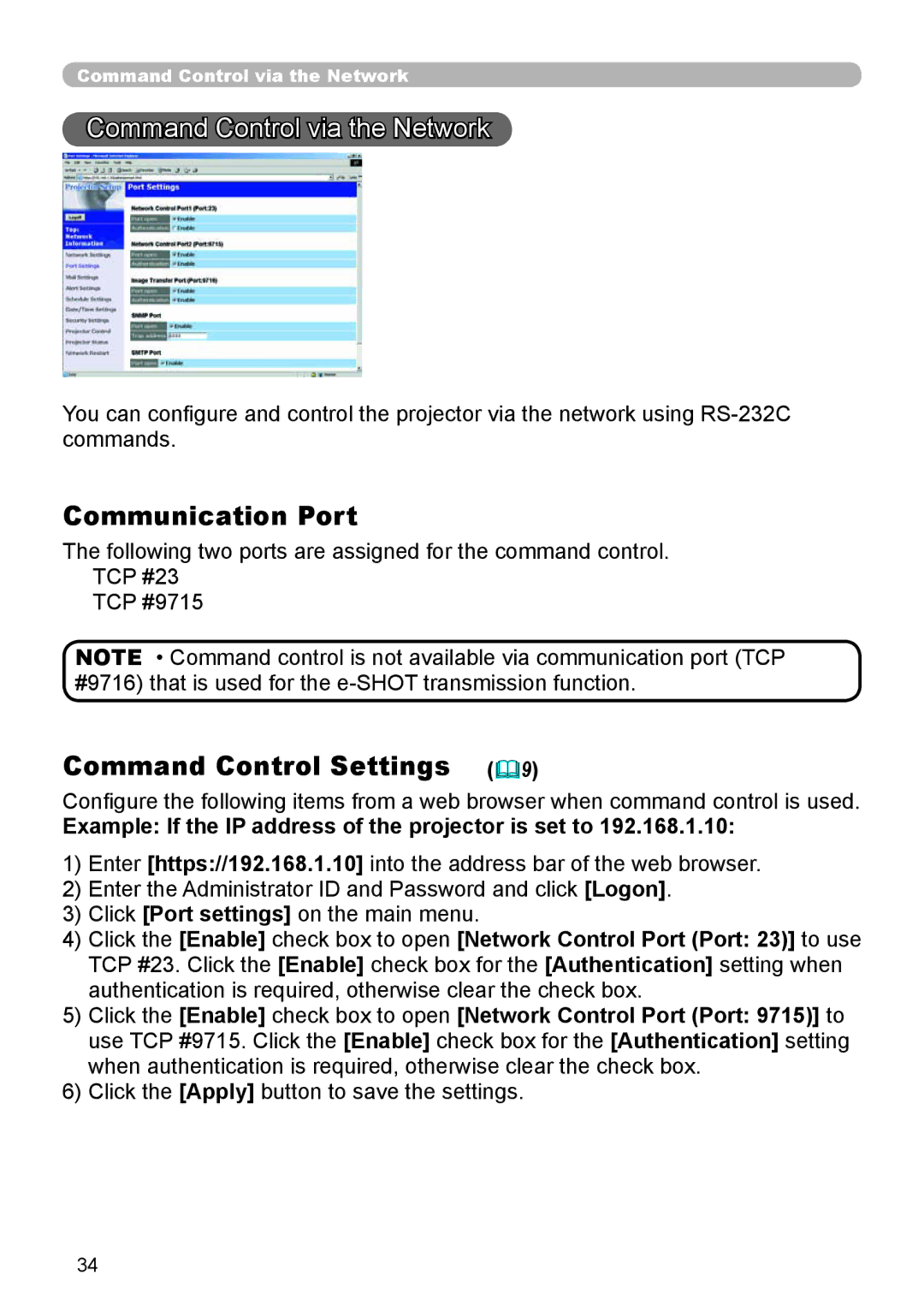 Dukane 8918, 8943 user manual Command Control via the Network, Command Control Settings 9 