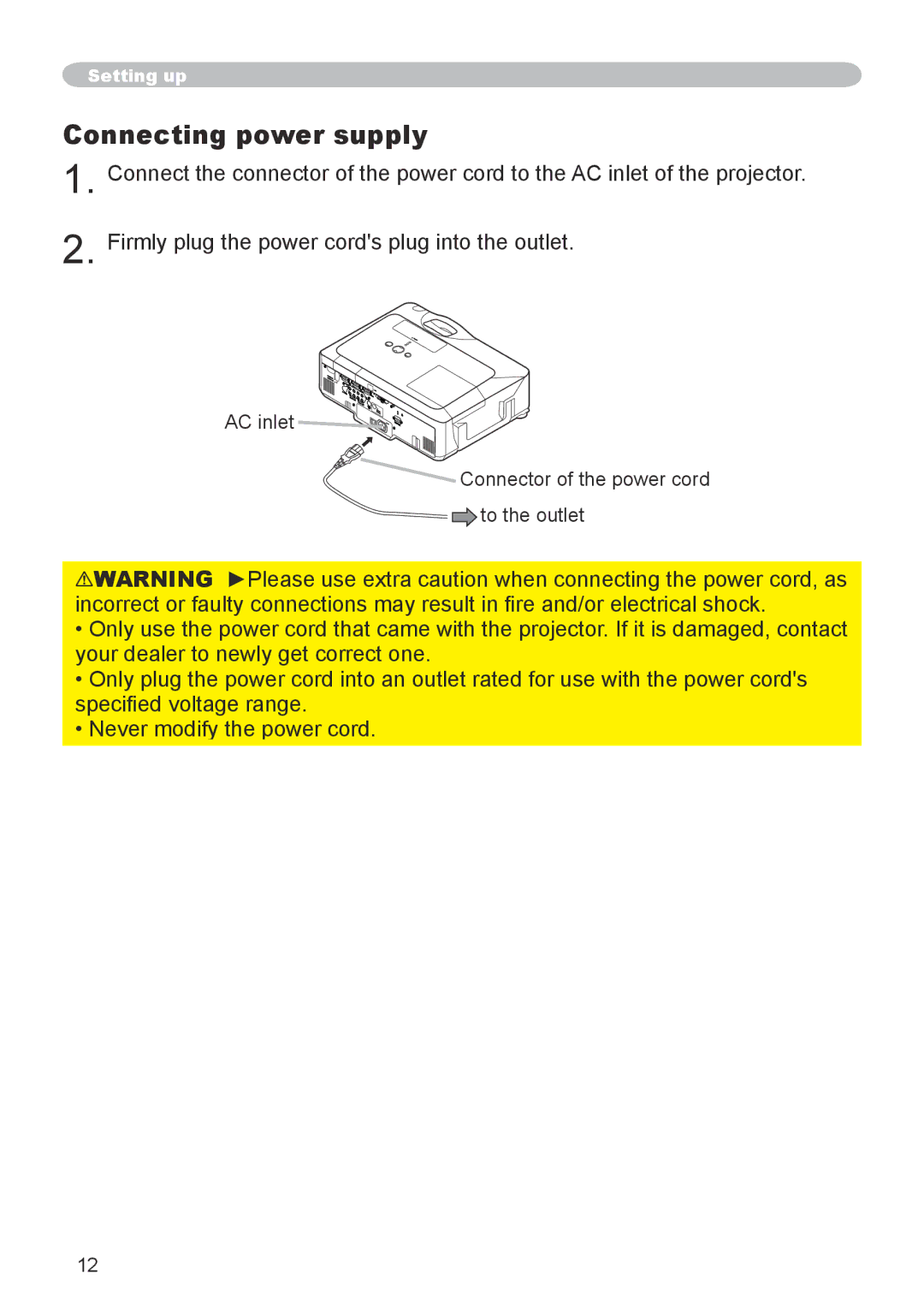 Dukane 8918, 8943 user manual Connecting power supply, AC inlet Connector of the power cord to the outlet 