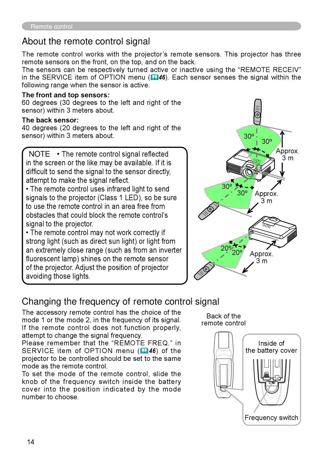 Dukane 8918, 8943 user manual About the remote control signal, Changing the frequency of remote control signal 