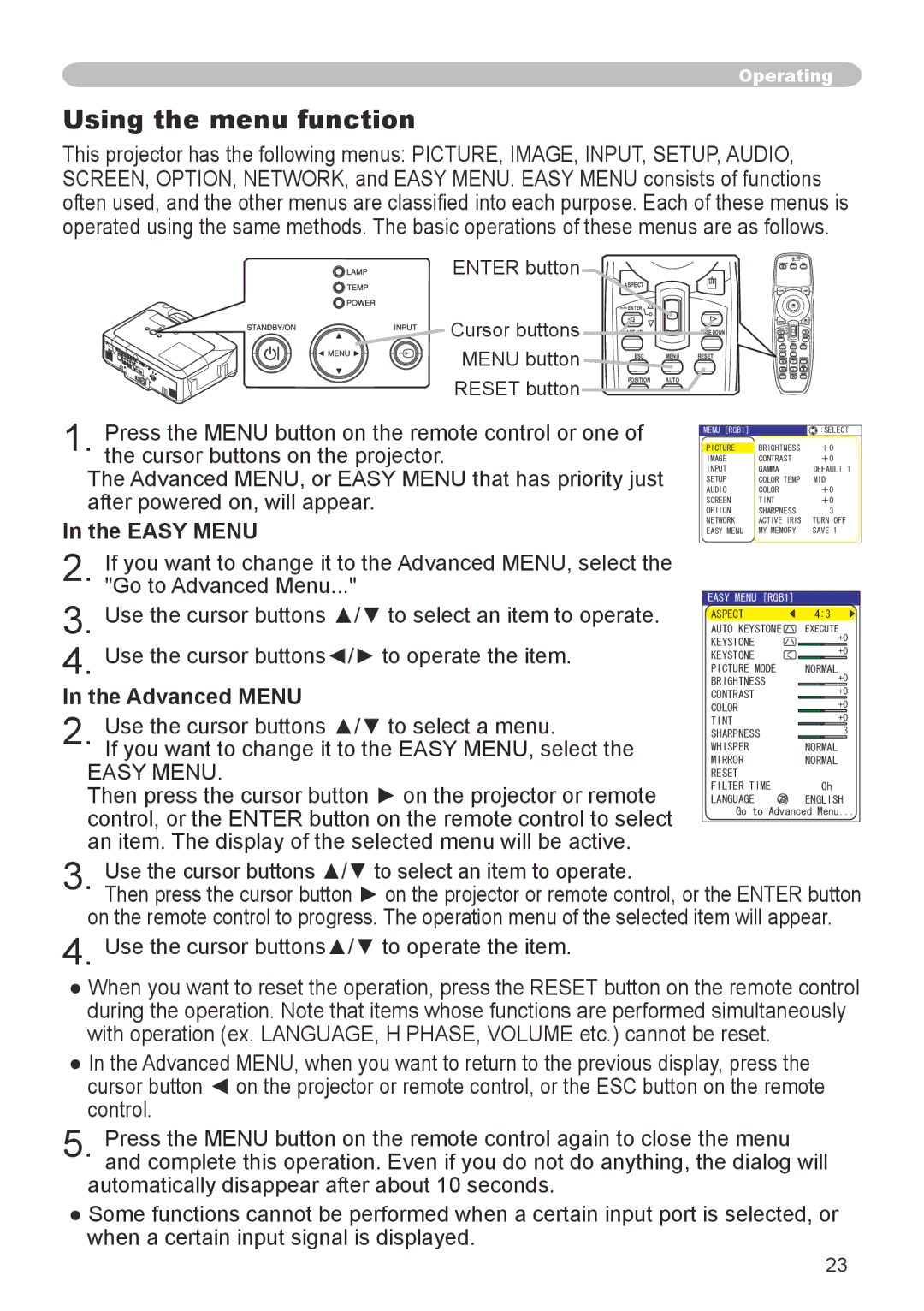 Dukane 8943, 8918 user manual Using the menu function, Advanced Menu, Enter button 