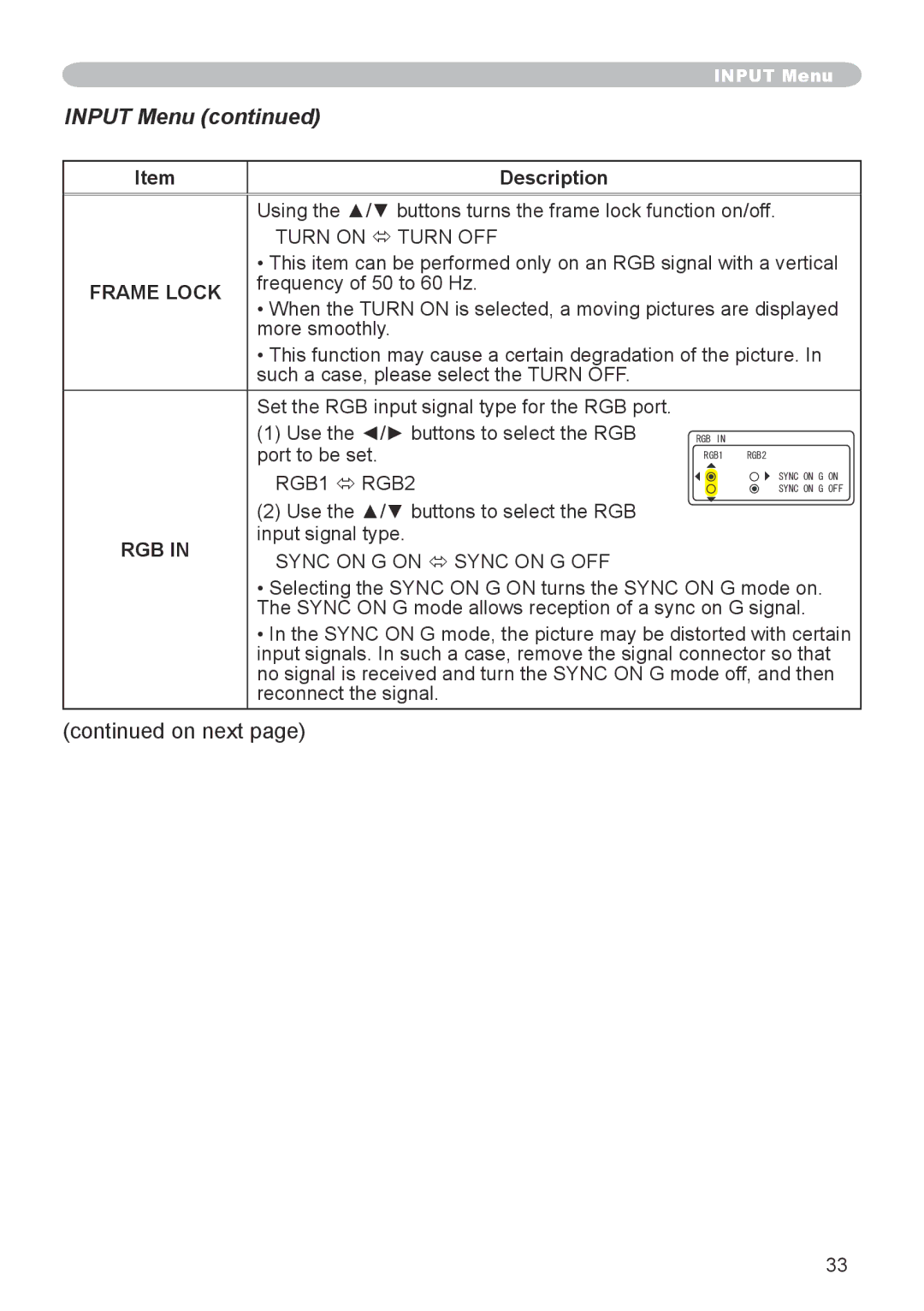 Dukane 8943, 8918 user manual Frame Lock, Rgb 