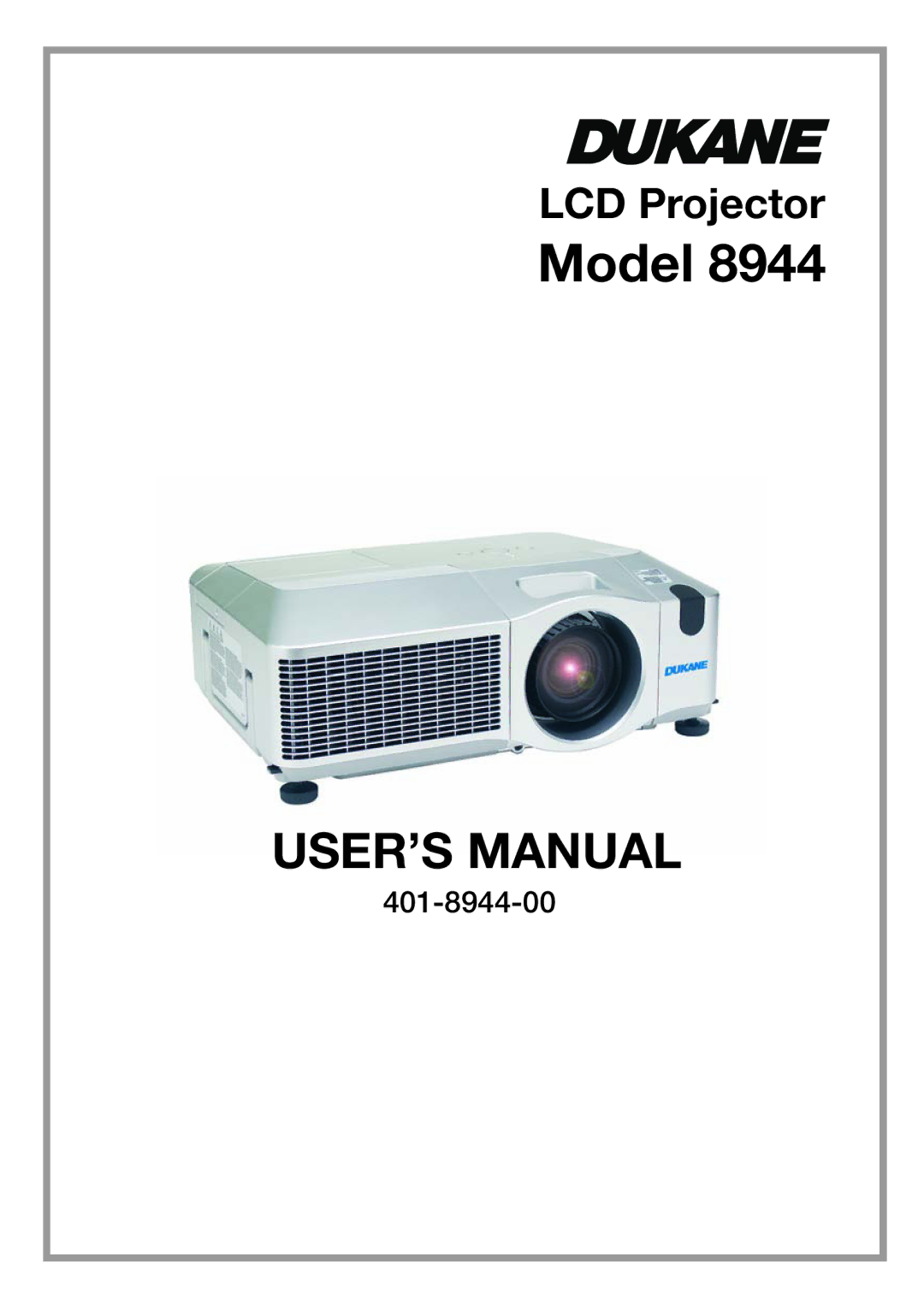 Dukane 8944 user manual Model 